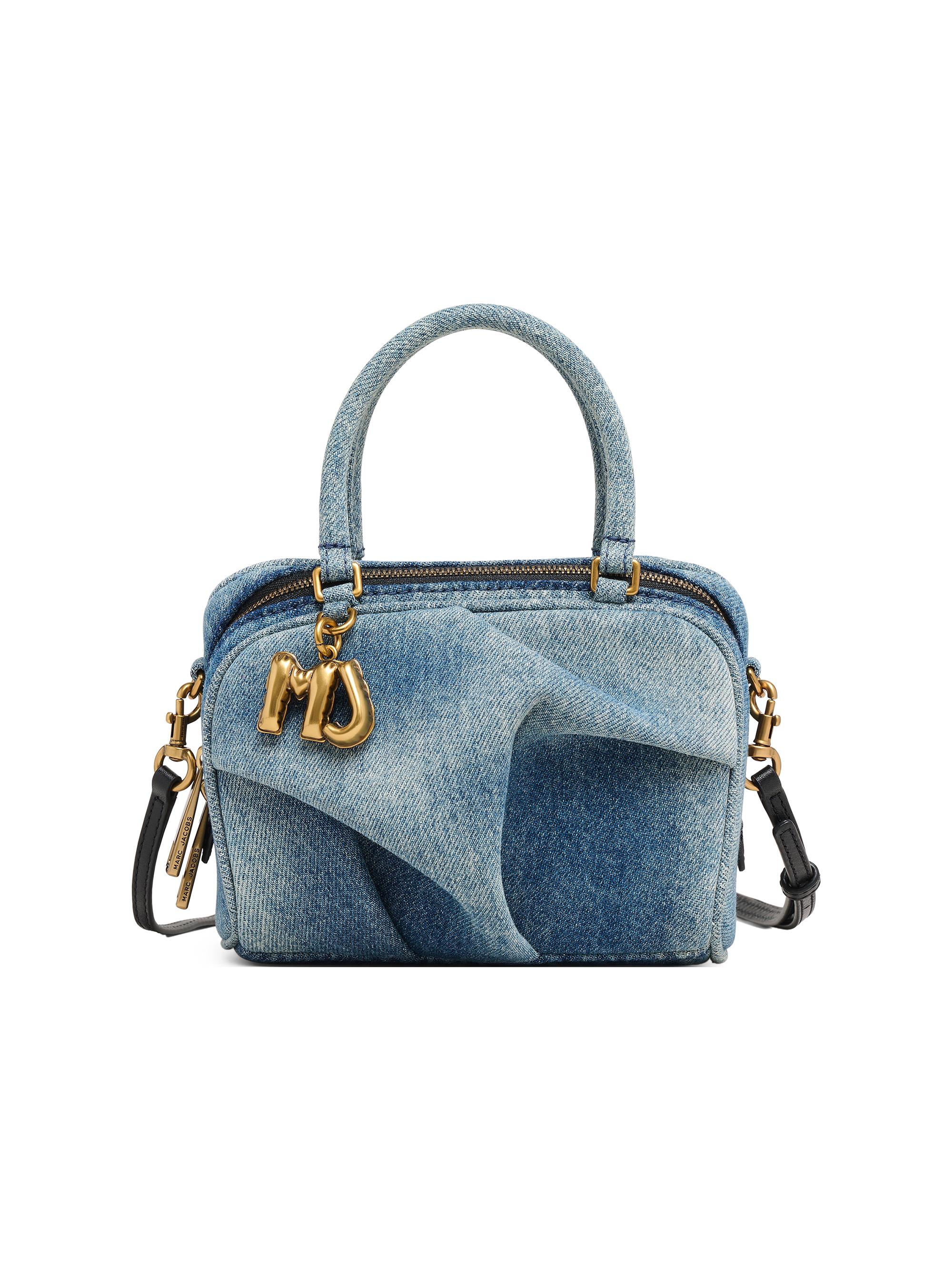 Marc Jacobs Women's The Denim Micro Wave Logo-Charm Top Handle Bag Wash Indigo