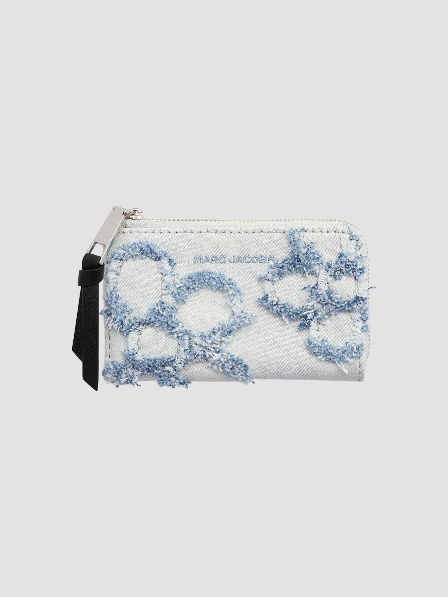 Marc Jacobs The Daisy Distressed Denim Top-Zip Wallet | Saks Fifth