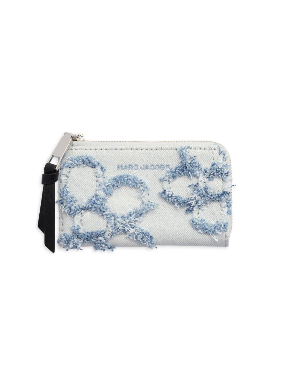 Marc Jacobs Women's The Daisy Distressed Denim Top-zip Wallet In Brown