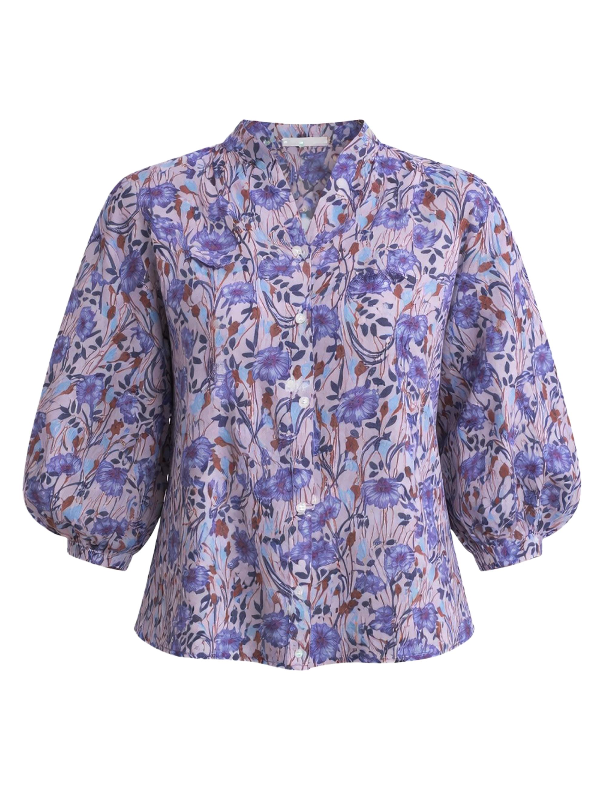 Rebecca Taylor Women's Daphne Floral Cotton-Silk Blouse - Iris Multi