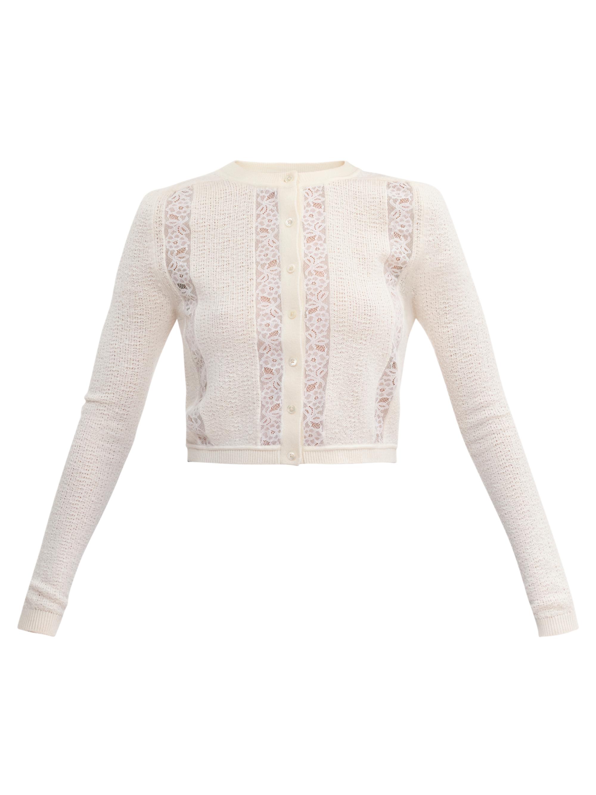 Rebecca Taylor Women's Rhea Lace Merino Wool-Cotton Cardigan - Peony Pink