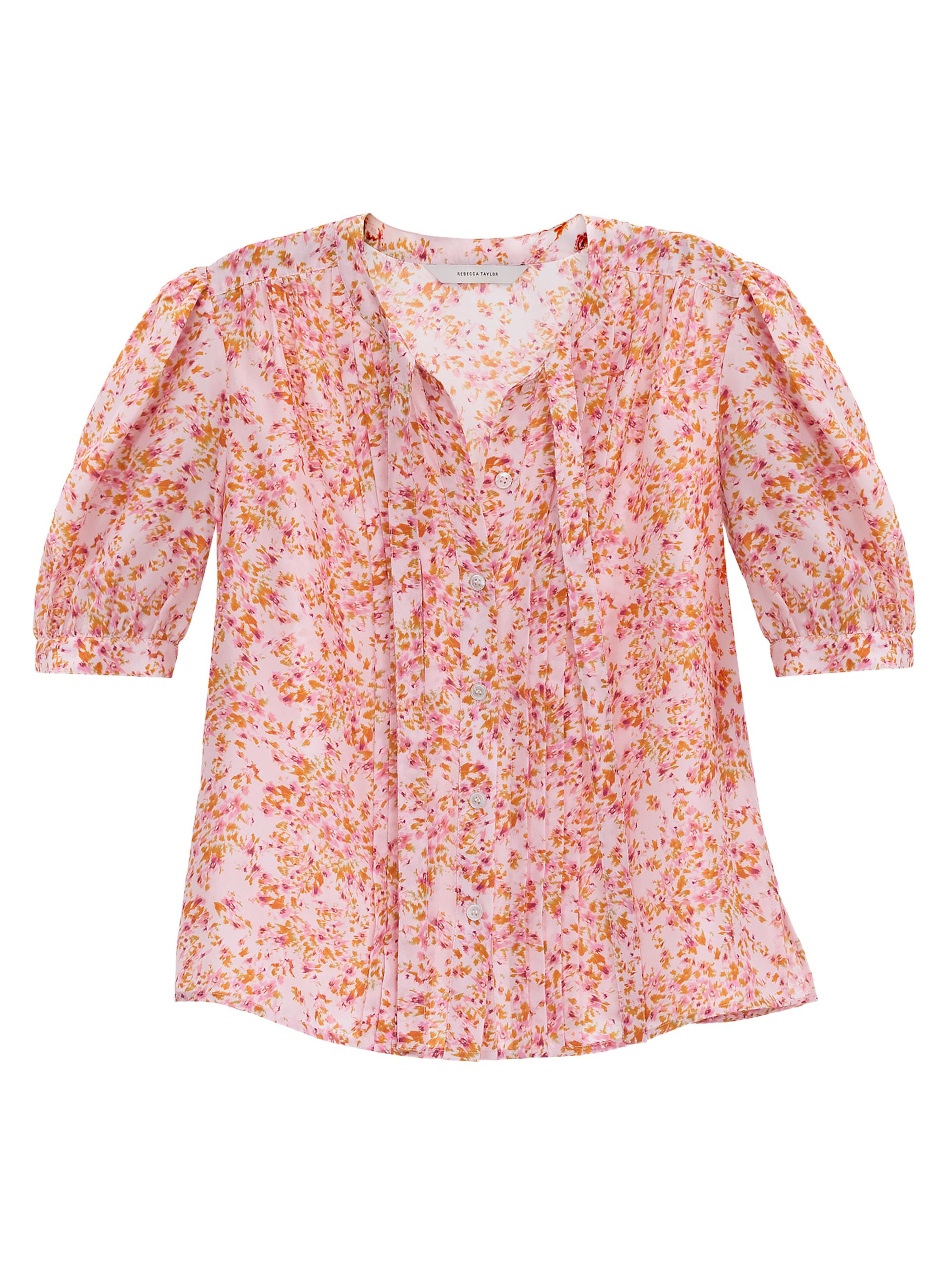 Rebecca Taylor Women's Bellamy Tieneck Floral Silk Blouse - Cream Multi