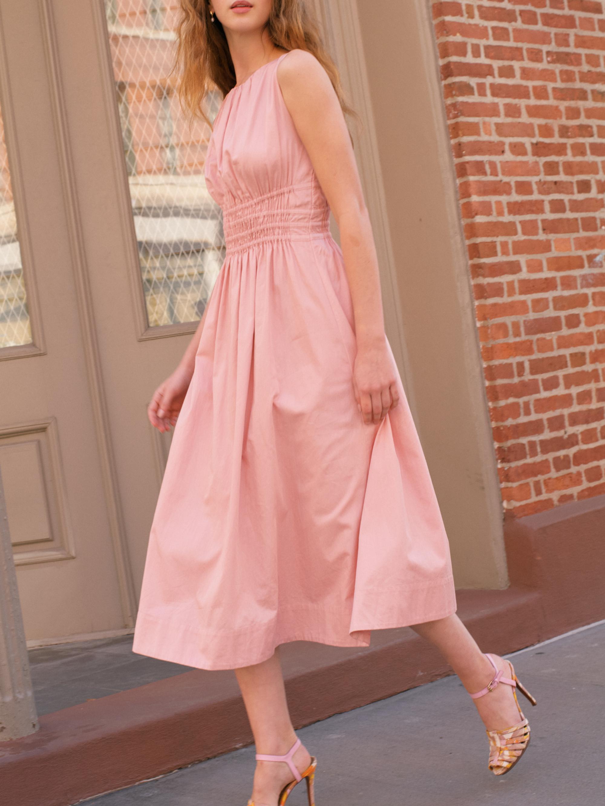 a line linen dress with pockets Light Blue Linen Dress - A-Line Sleeveless | Xiaolizi 2804 main image 0