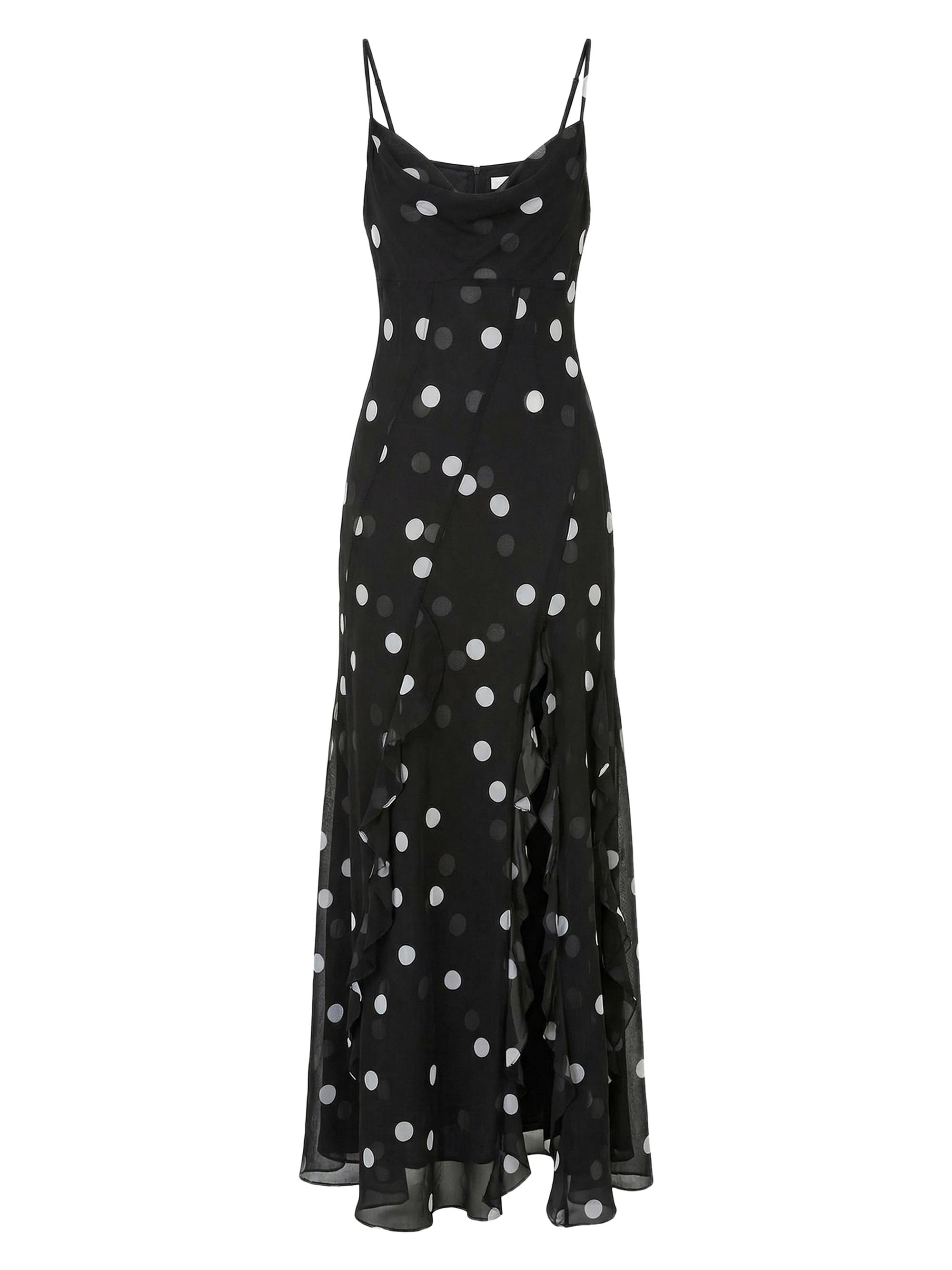 Nicholas the Label Women's Kamila Ruffled Polka Dot Georgette Gown - Scattered Dot Black