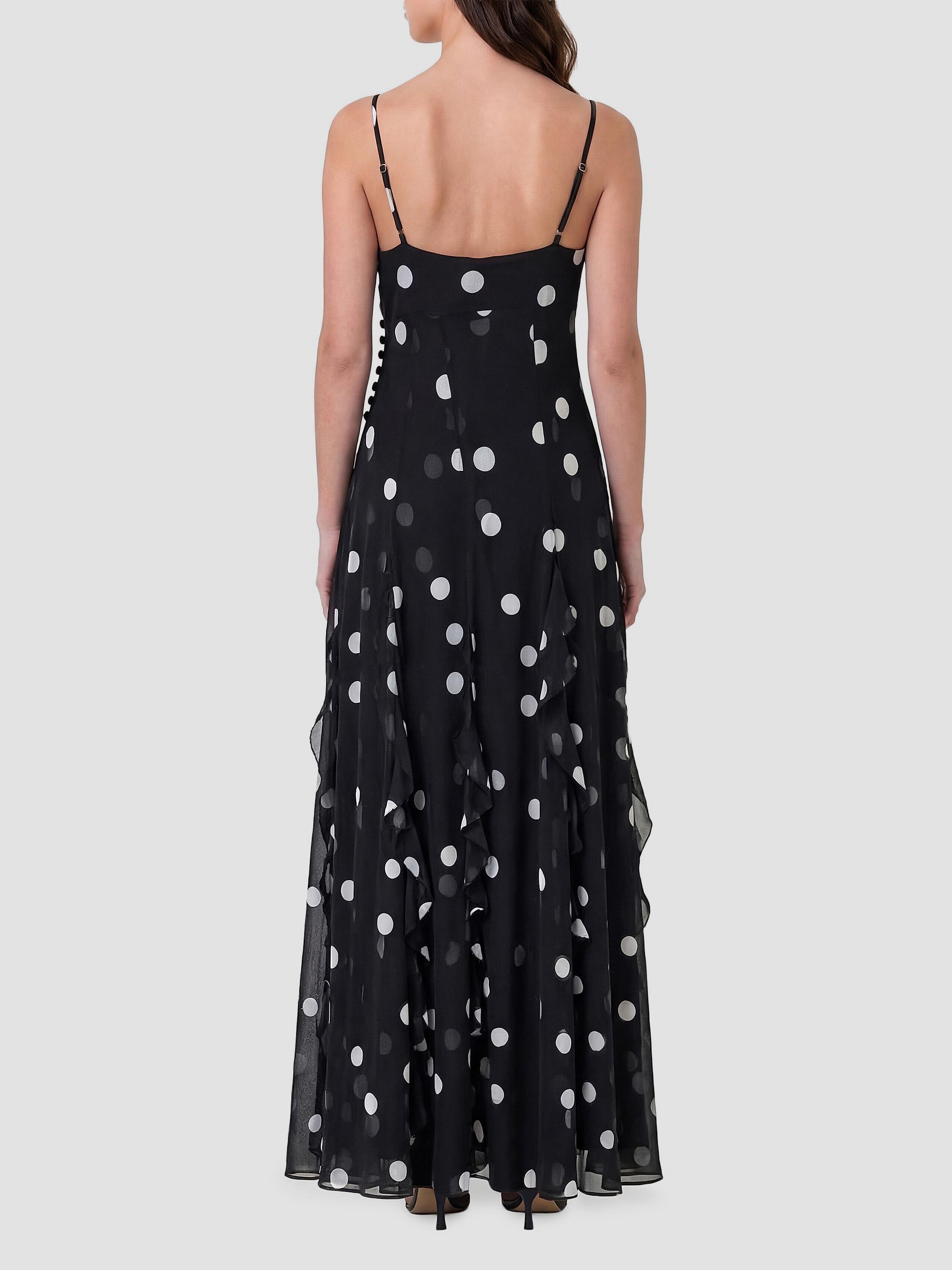 Nicholas the Label Women's Kamila Ruffled Polka Dot Georgette Gown - Scattered Dot Black | Thumbnail 4