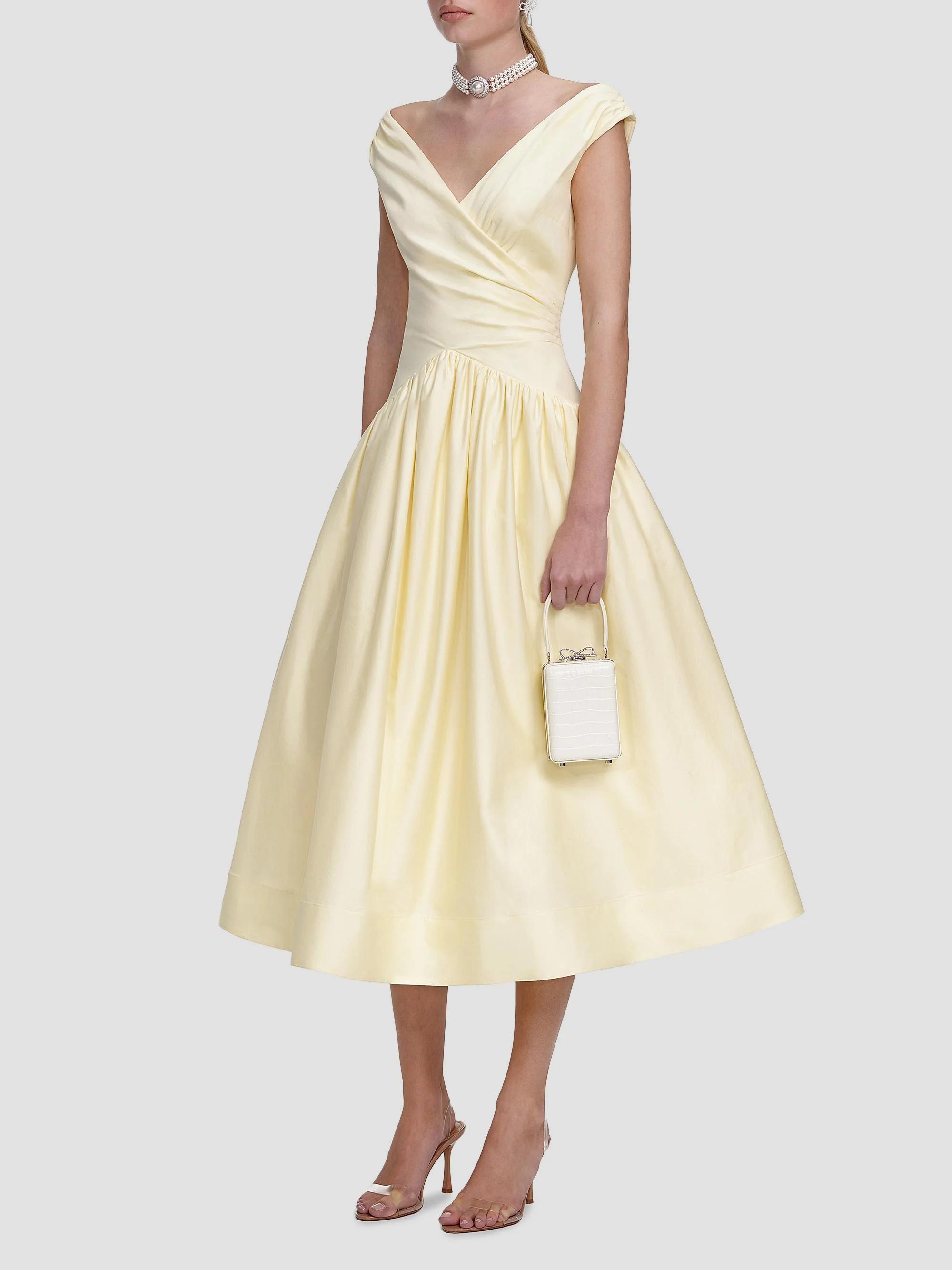 Self-Portrait Draped Cotton Midi-Dress | Saks Fifth Avenue