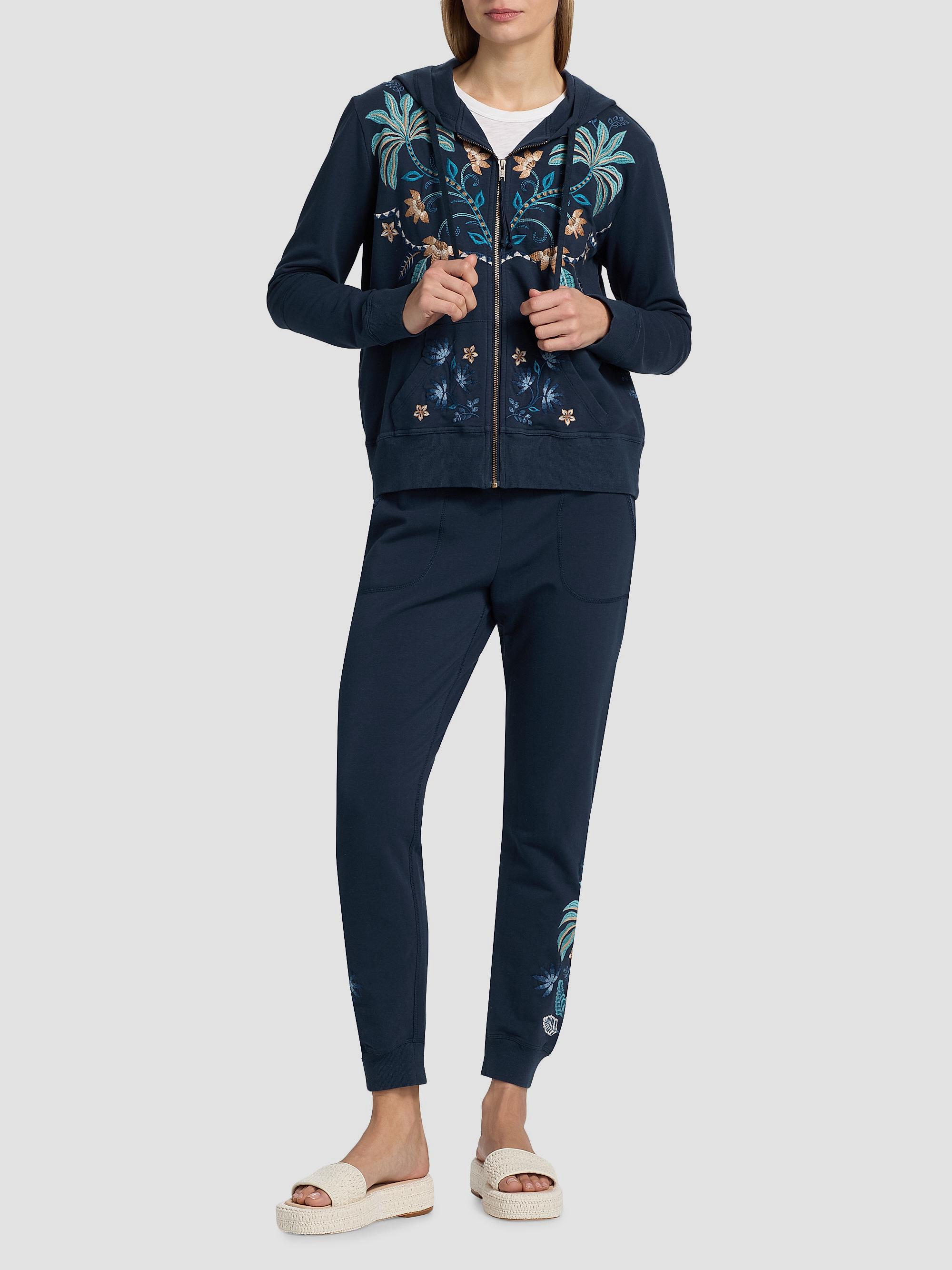 Johnny Was Una Embroidered Stretch-Cotton Zip-Front Hoodie | Saks