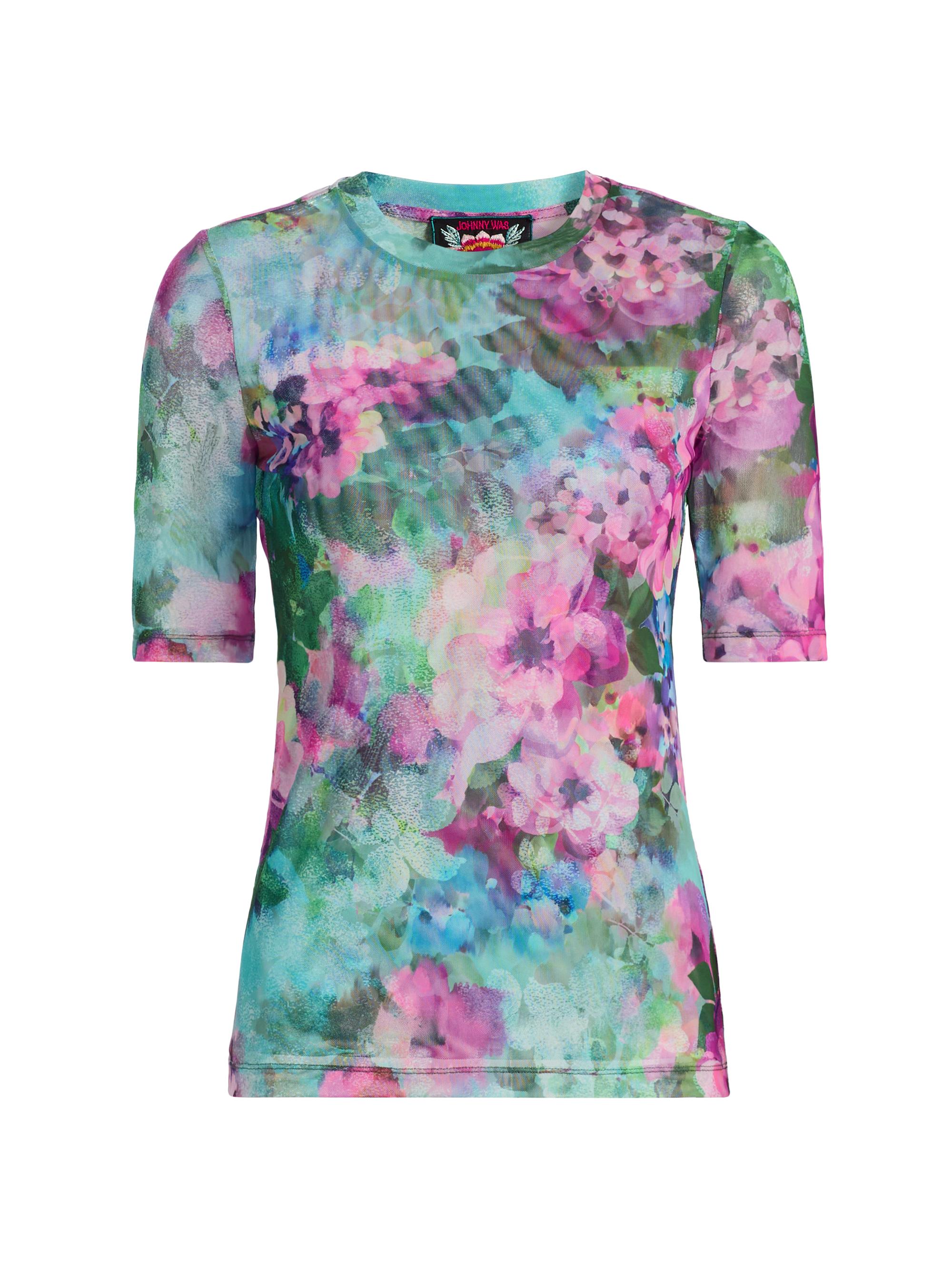 Johnny Was Women's Magnolia Meadow Mesh Top - Magnolia Meadows