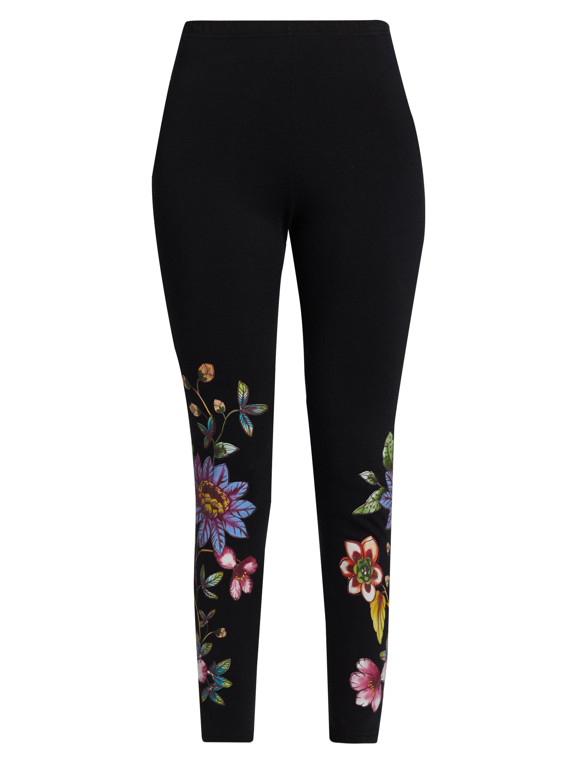 Johnny Was Women's Floral Cotton Jersey Leggings - Black