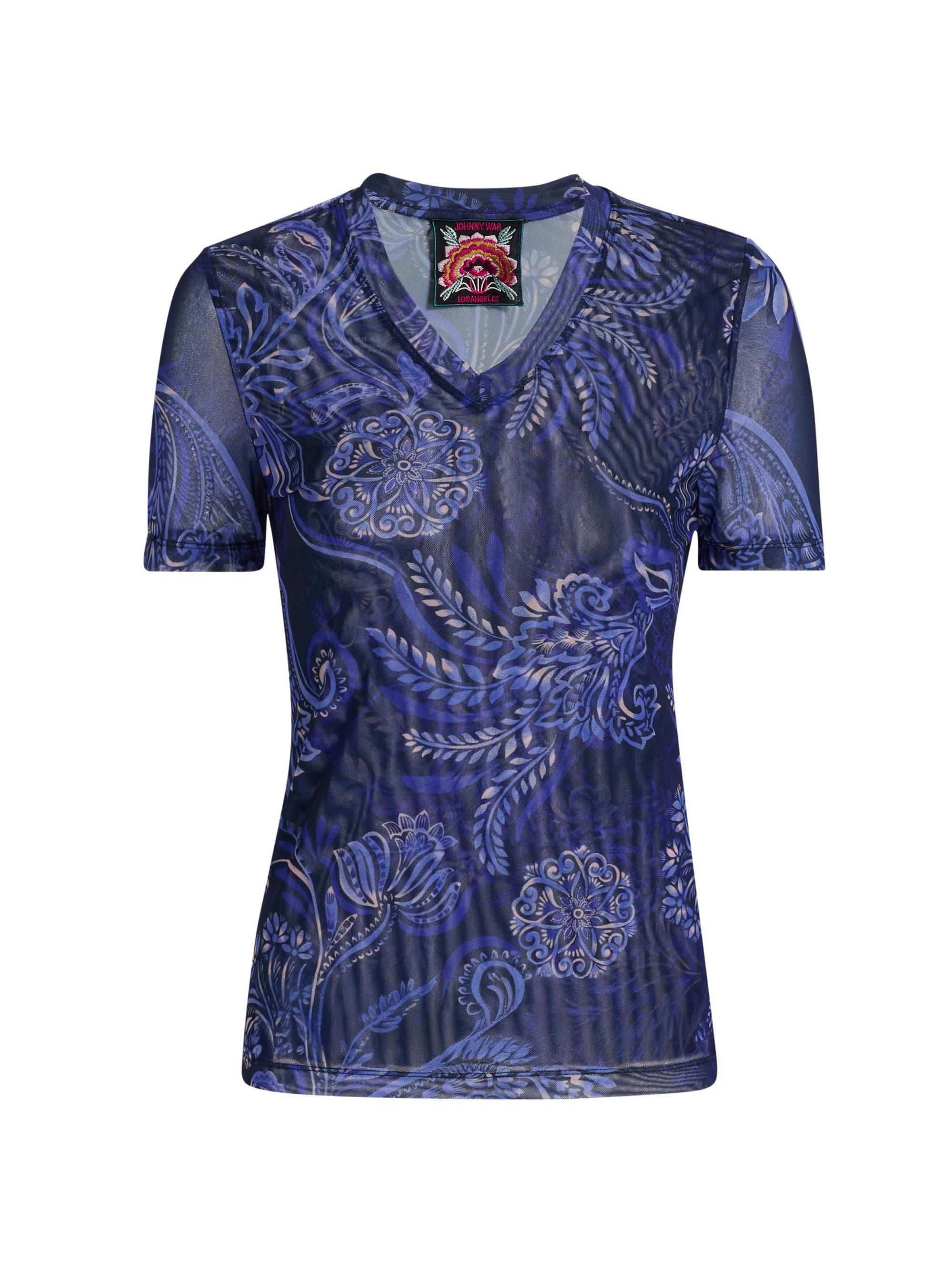 Johnny Was Women's Miko Floral Mesh V-Neck T-Shirt - Miko