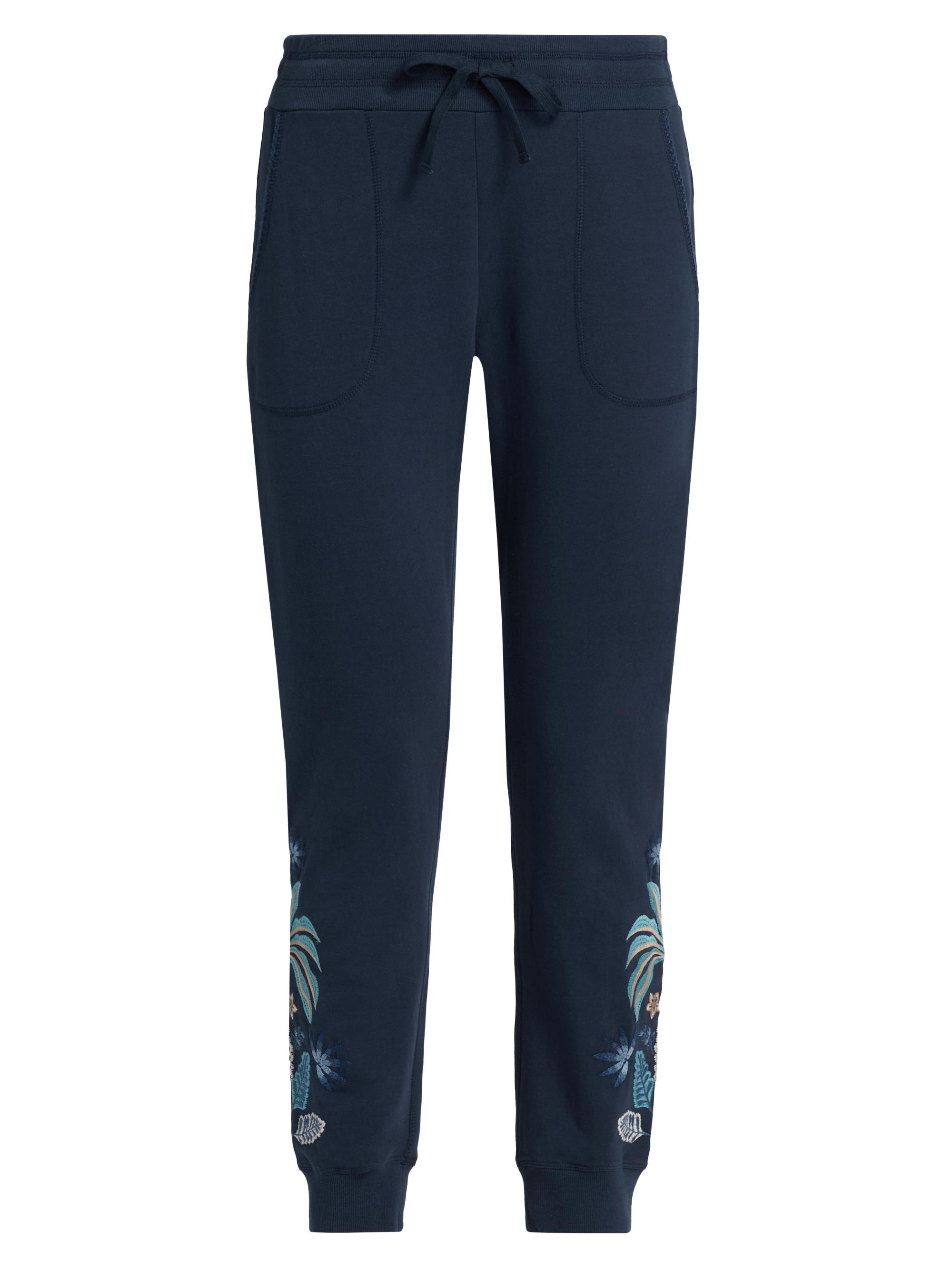 Johnny Was Women's Una Embroidered French Terry Joggers - Blue Night