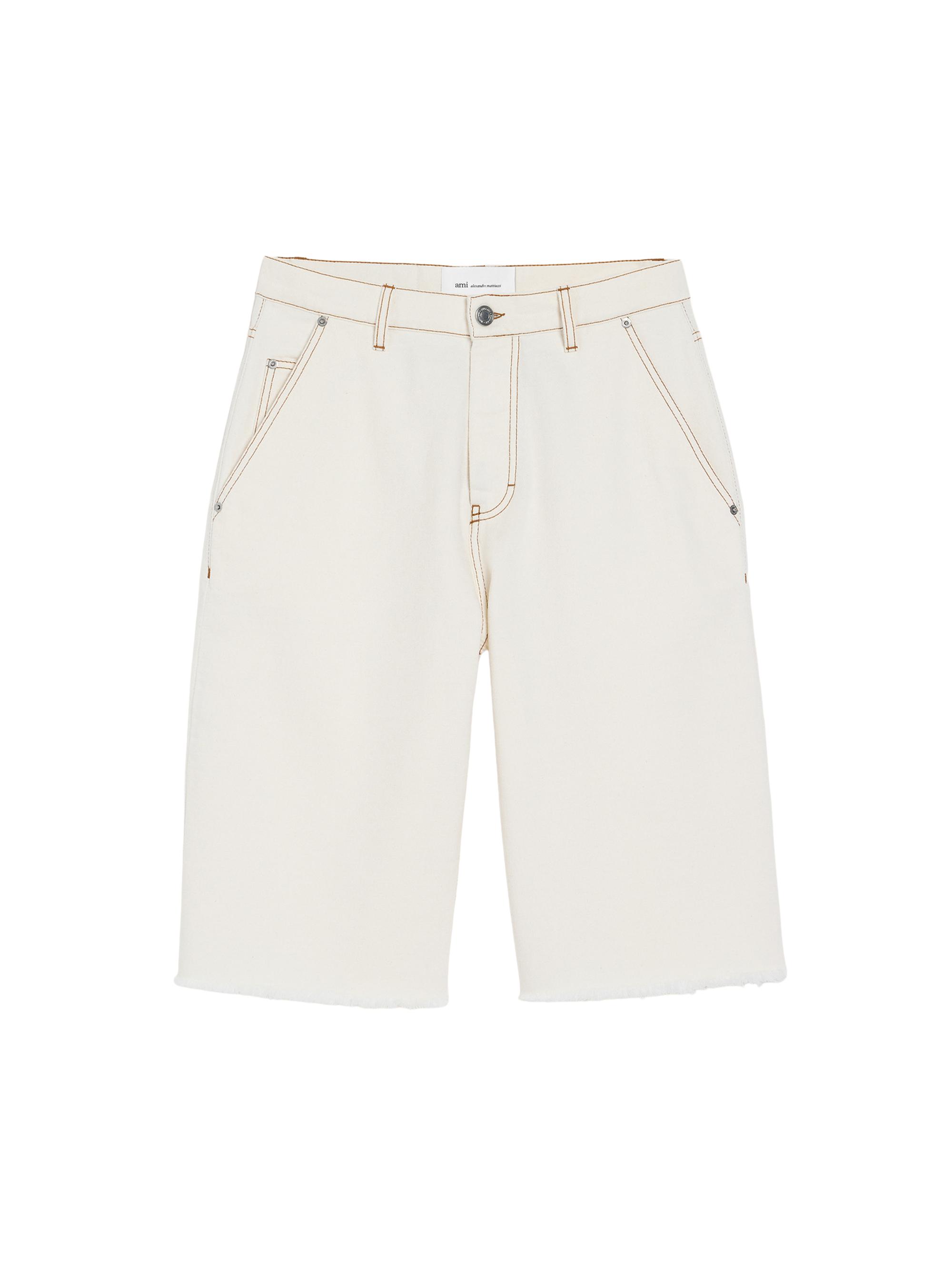 AMI Paris Men's Wide-Leg Denim Shorts - Blanc Creme