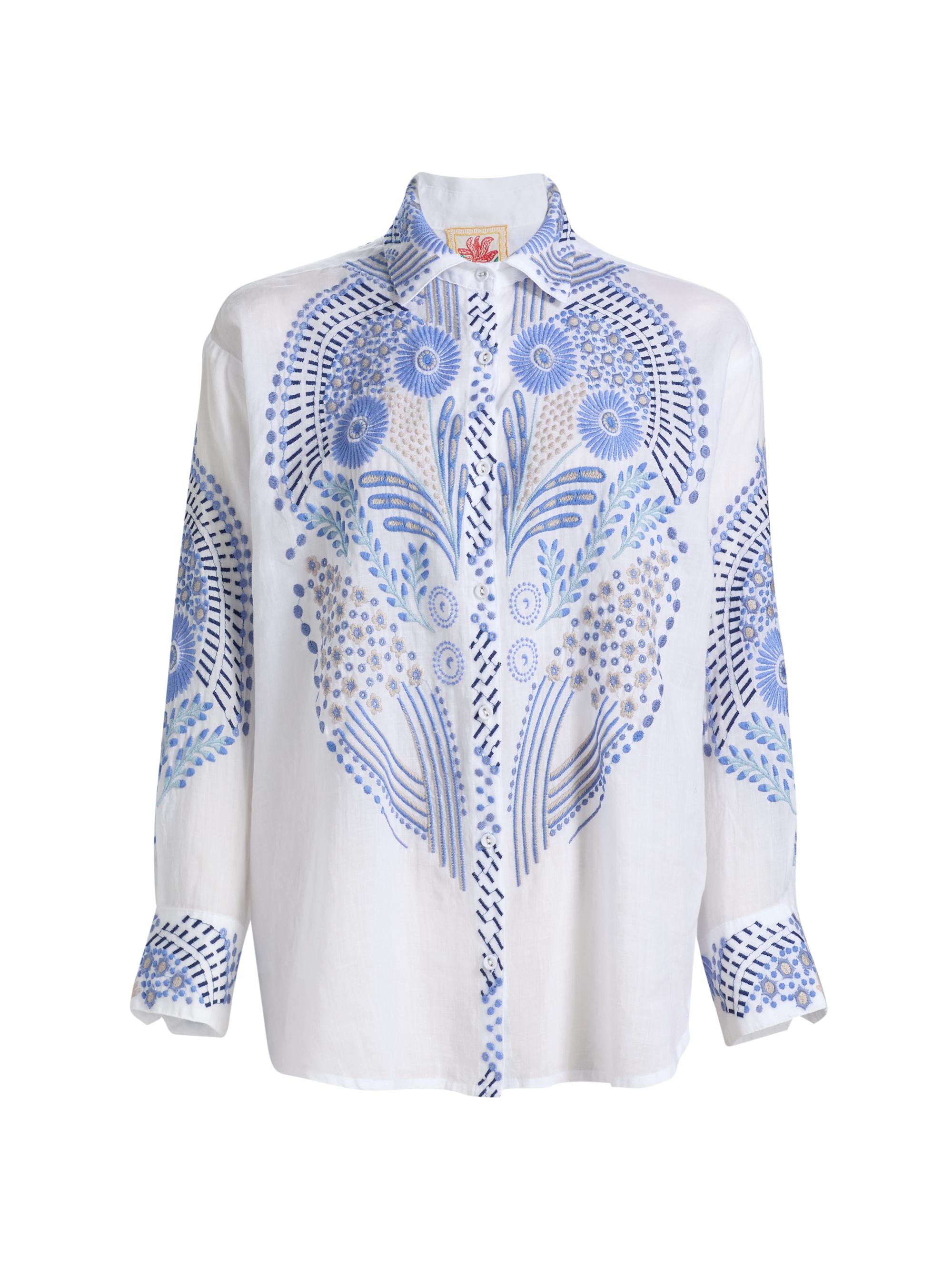 Johnny Was Women's Palladium Embroidered Button-Front Shirt - White