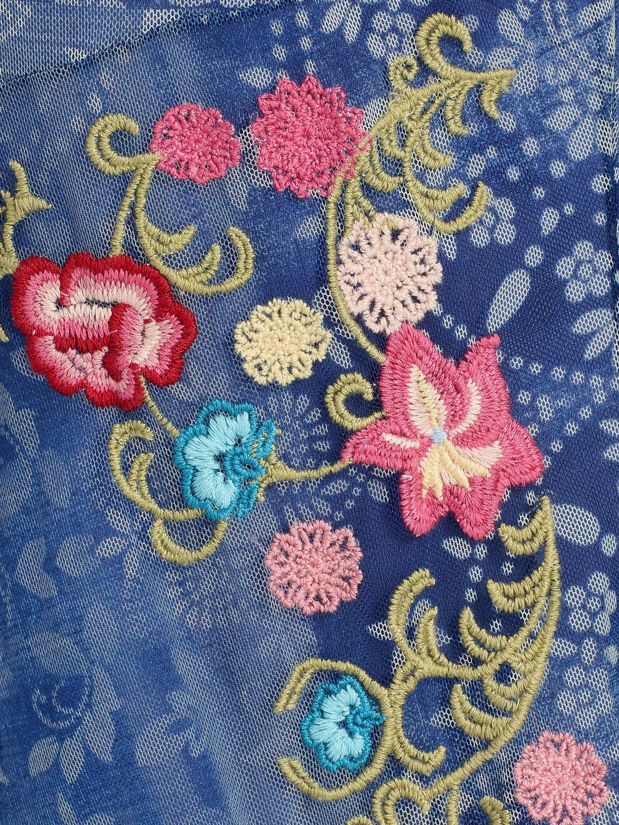 johnny was golden flower navy dress Odalys Embroidered Printed Mesh Maxi robe collector