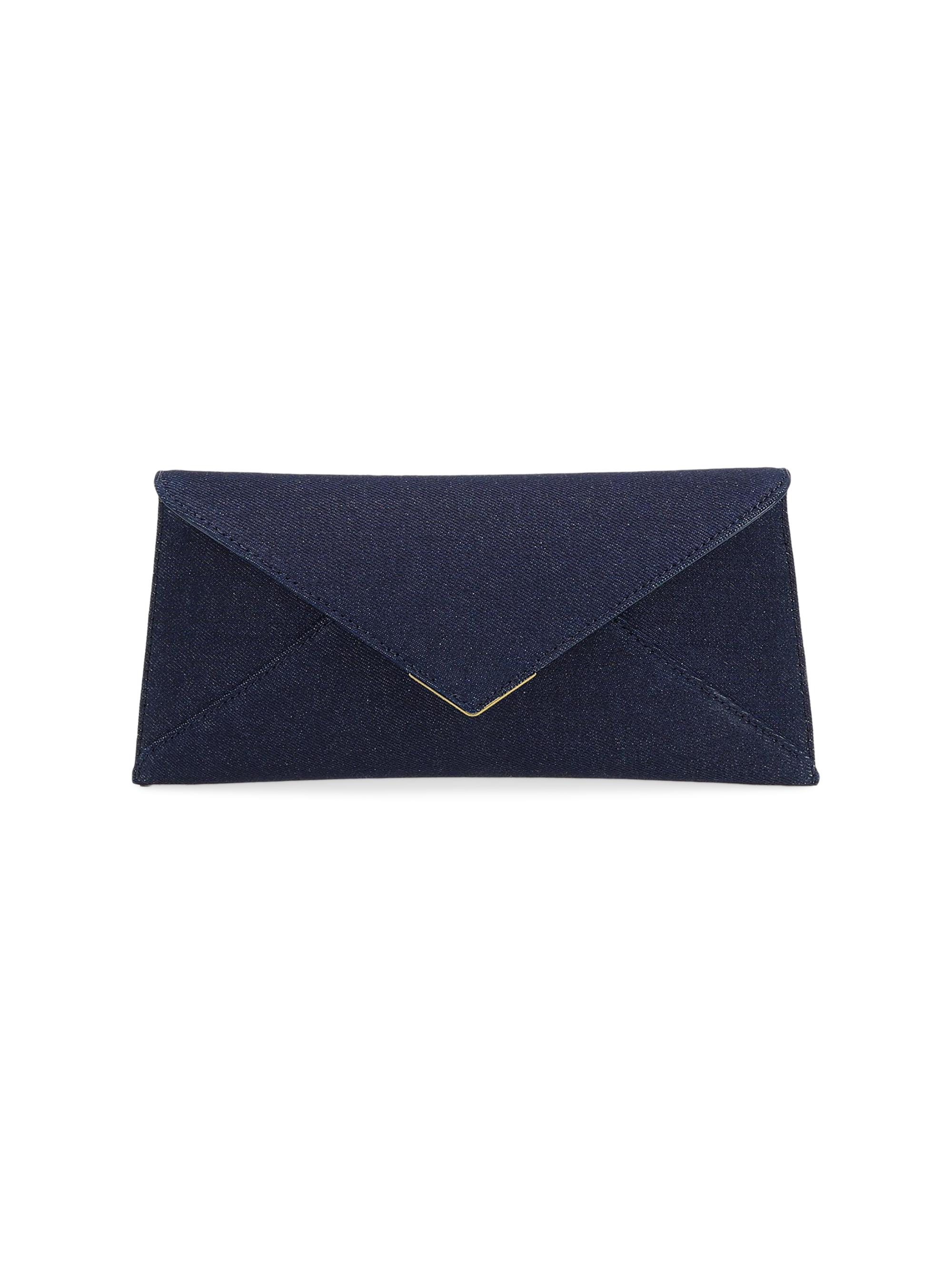 Tyler Ellis Women's Lee Lineage Denim Clutch with Gold Hardware - Dark Blue