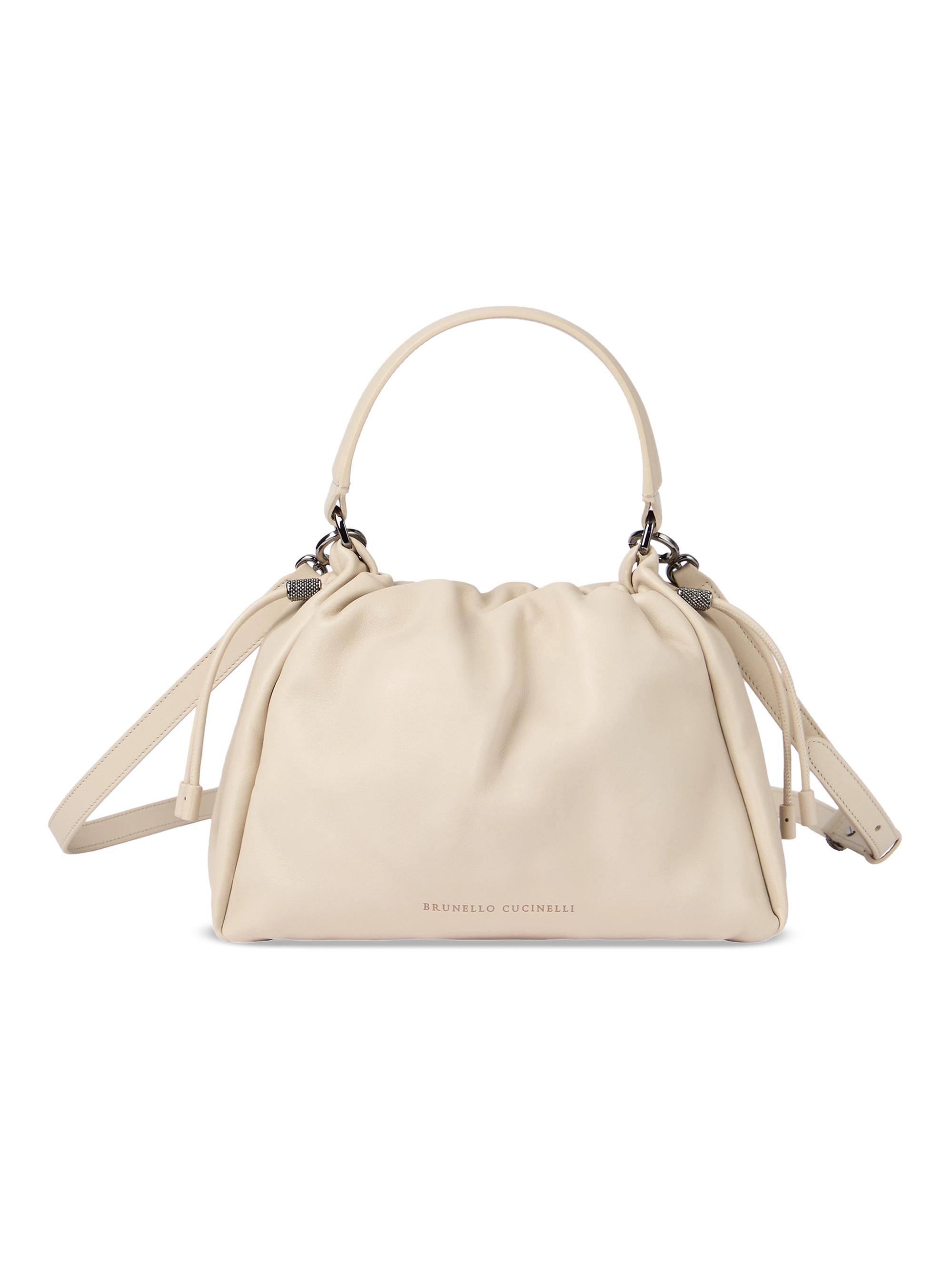Brunello Cucinelli Women's Mellow  Bucket Bag in Soft Leather with Monili -