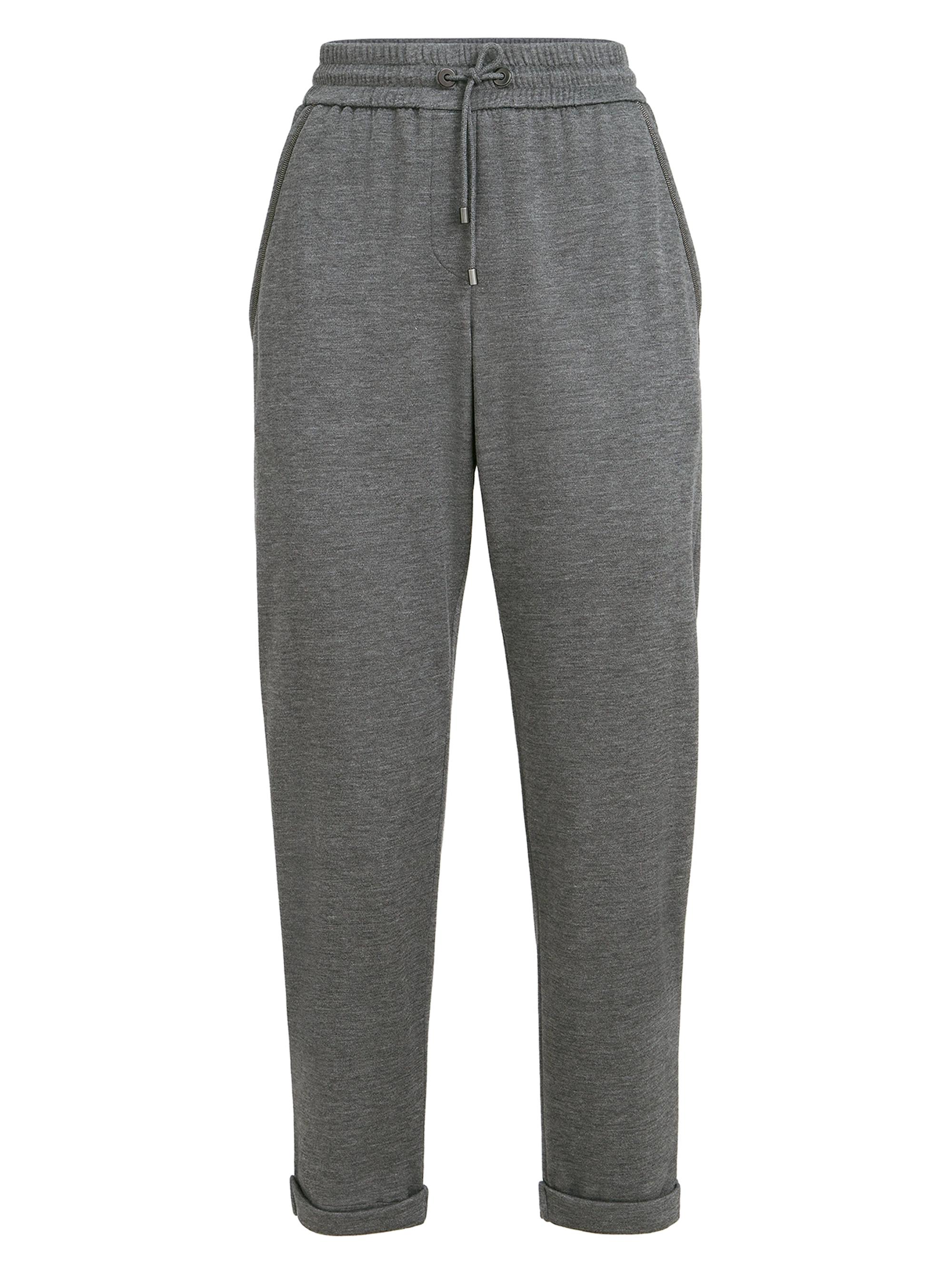 Brunello Cucinelli Women's Cotton and Silk Interlock Trousers - Dark Grey