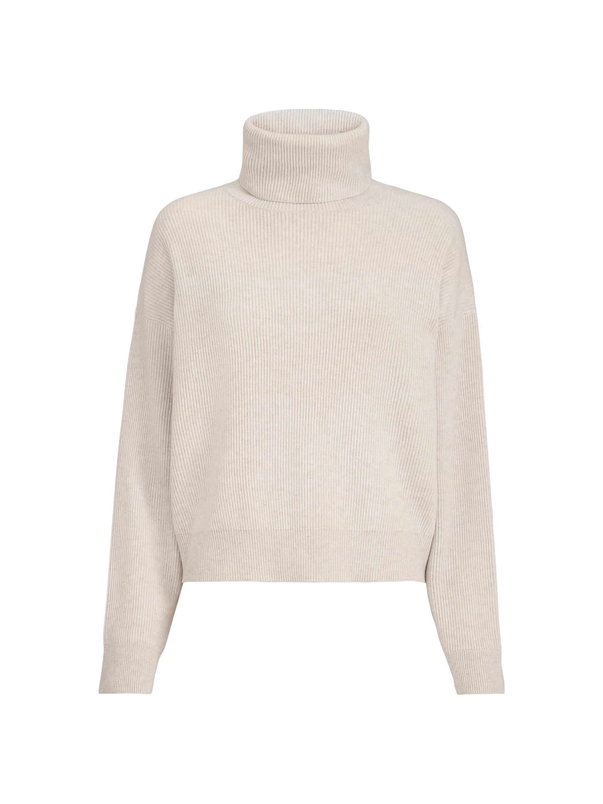 Brunello Cucinelli Women's Virgin Wool, Cashmere and Silk English Rib Turtleneck Sweater - Cool Beige