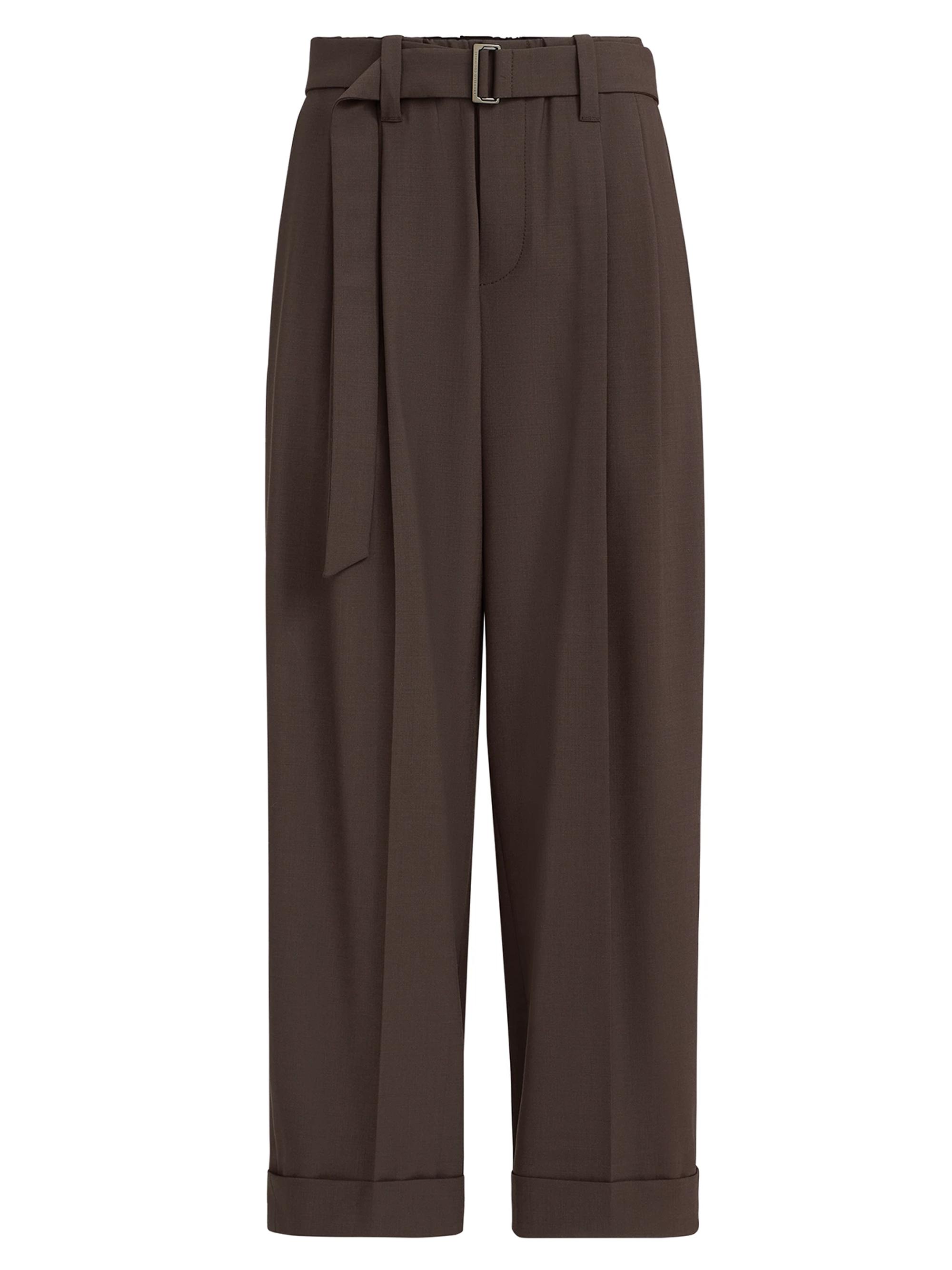 Brunello Cucinelli Women's Tropical Luxury Wool Baggy Sartorial Trousers - Cocoa