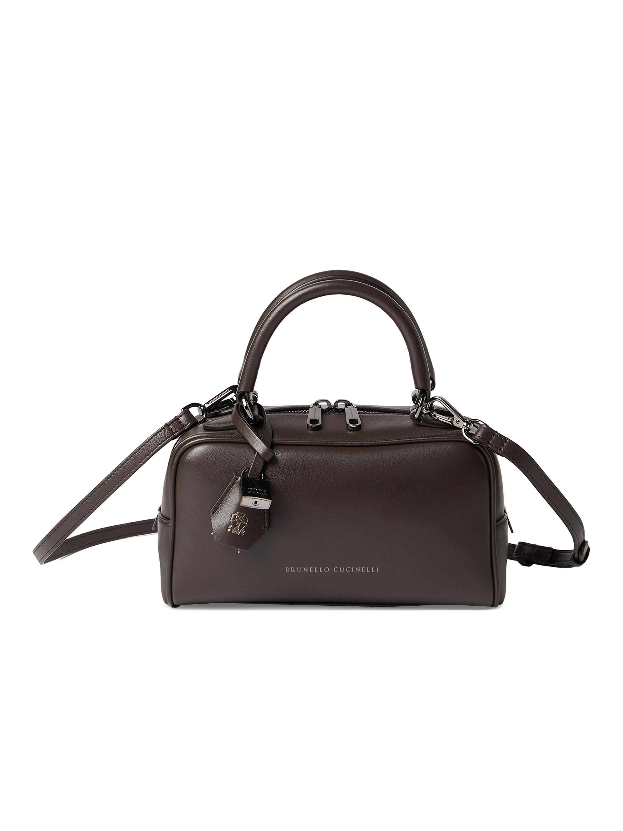 Brunello Cucinelli Women's Explorer  Boston Top Handle Bag in Glossy Nappa Leather - Rust Brown