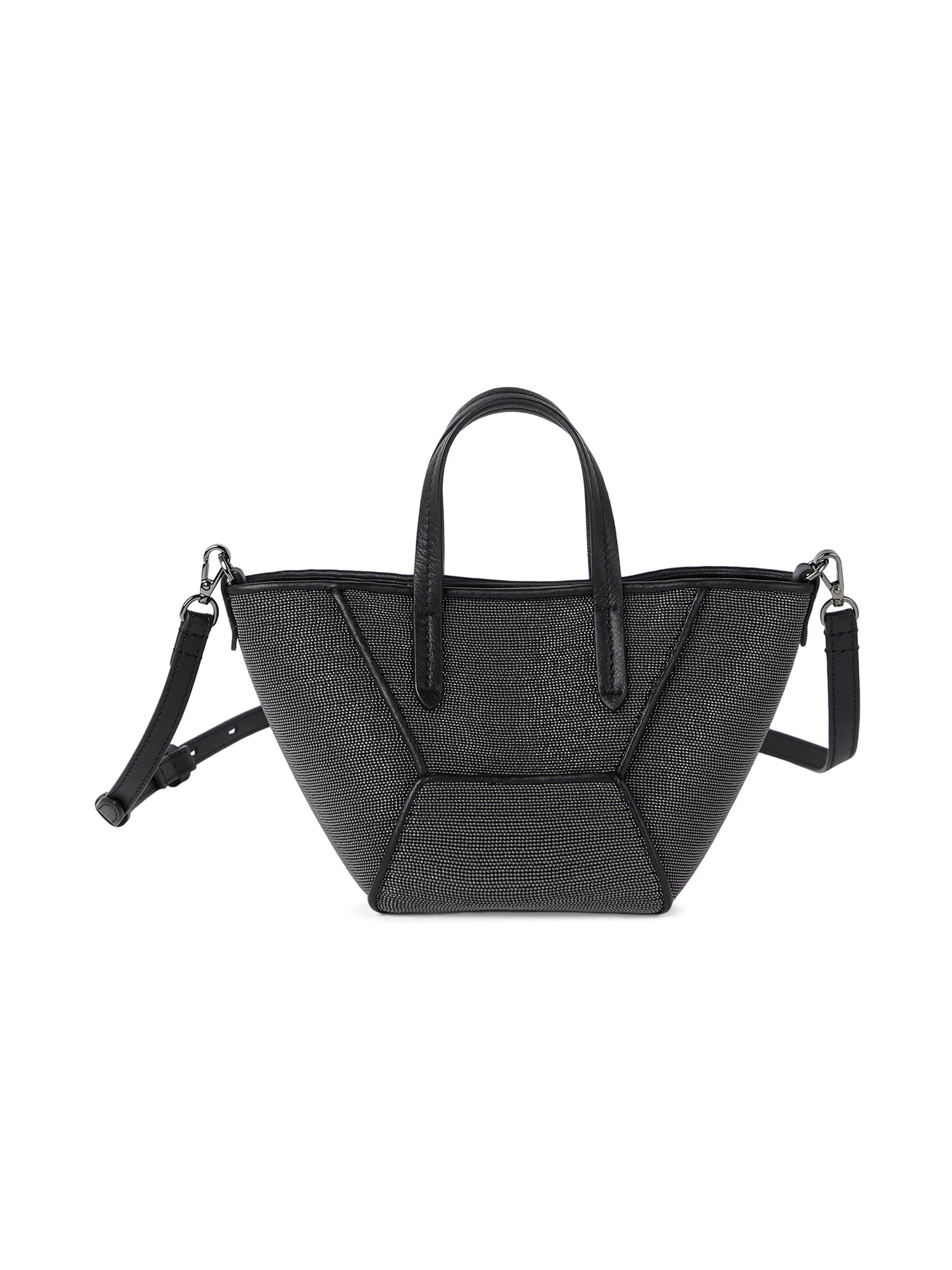 Brunello Cucinelli Women's Precious Duo Top Handle Mini Bag in Grained Leather - Black