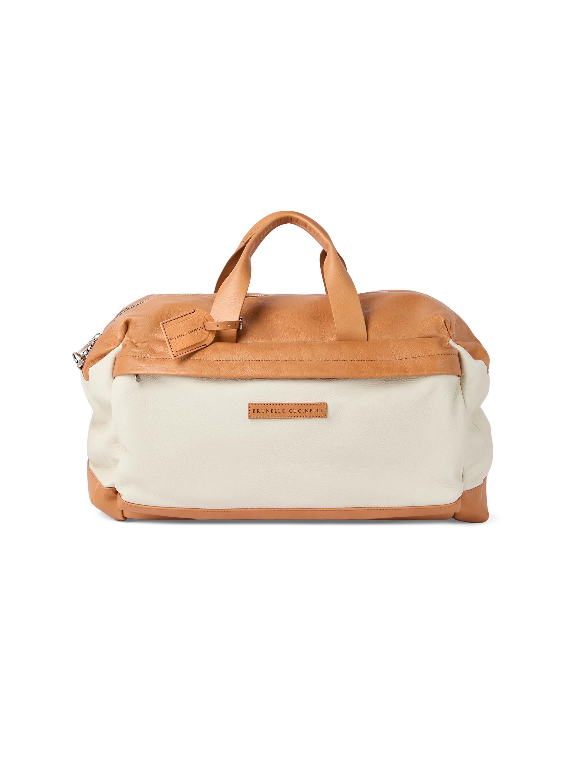 Brunello Cucinelli Men's Grained Calfskin and Cowhide Active Bag - Natural