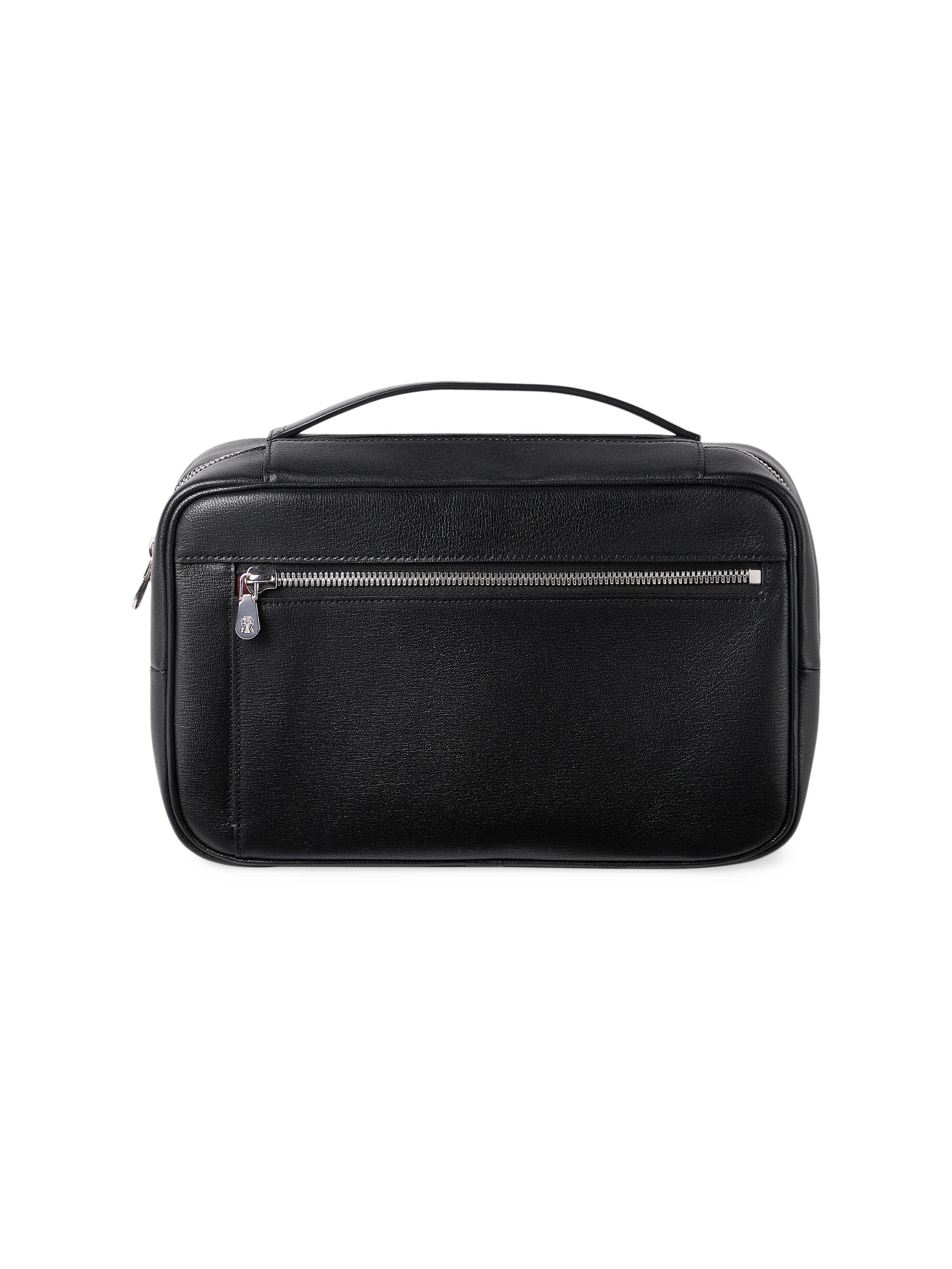 Brunello Cucinelli Grained Leather Travel Beauty Case - Black