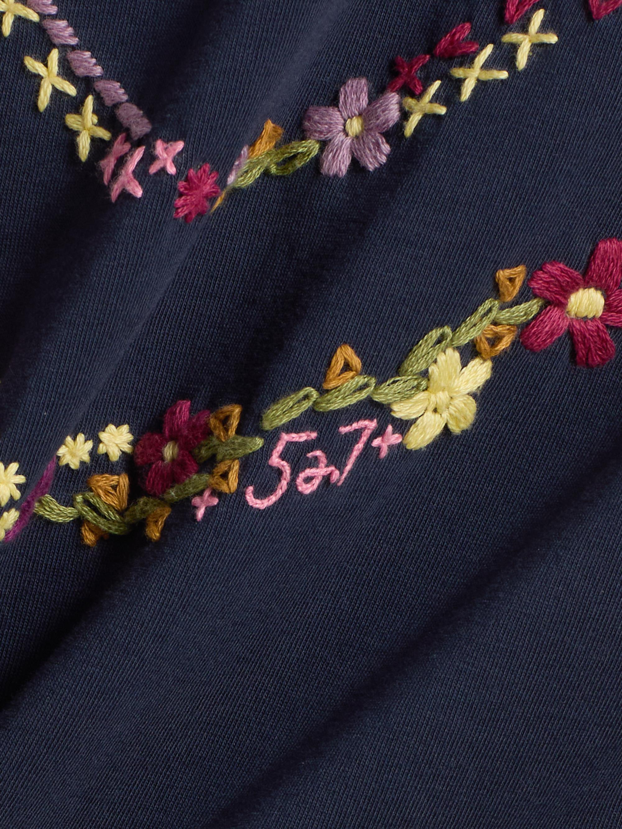 Cinq à Sept Women's Wildflower-Embroidered Cotton Shrunken T-Shirt - Navy Multi | Thumbnail 7