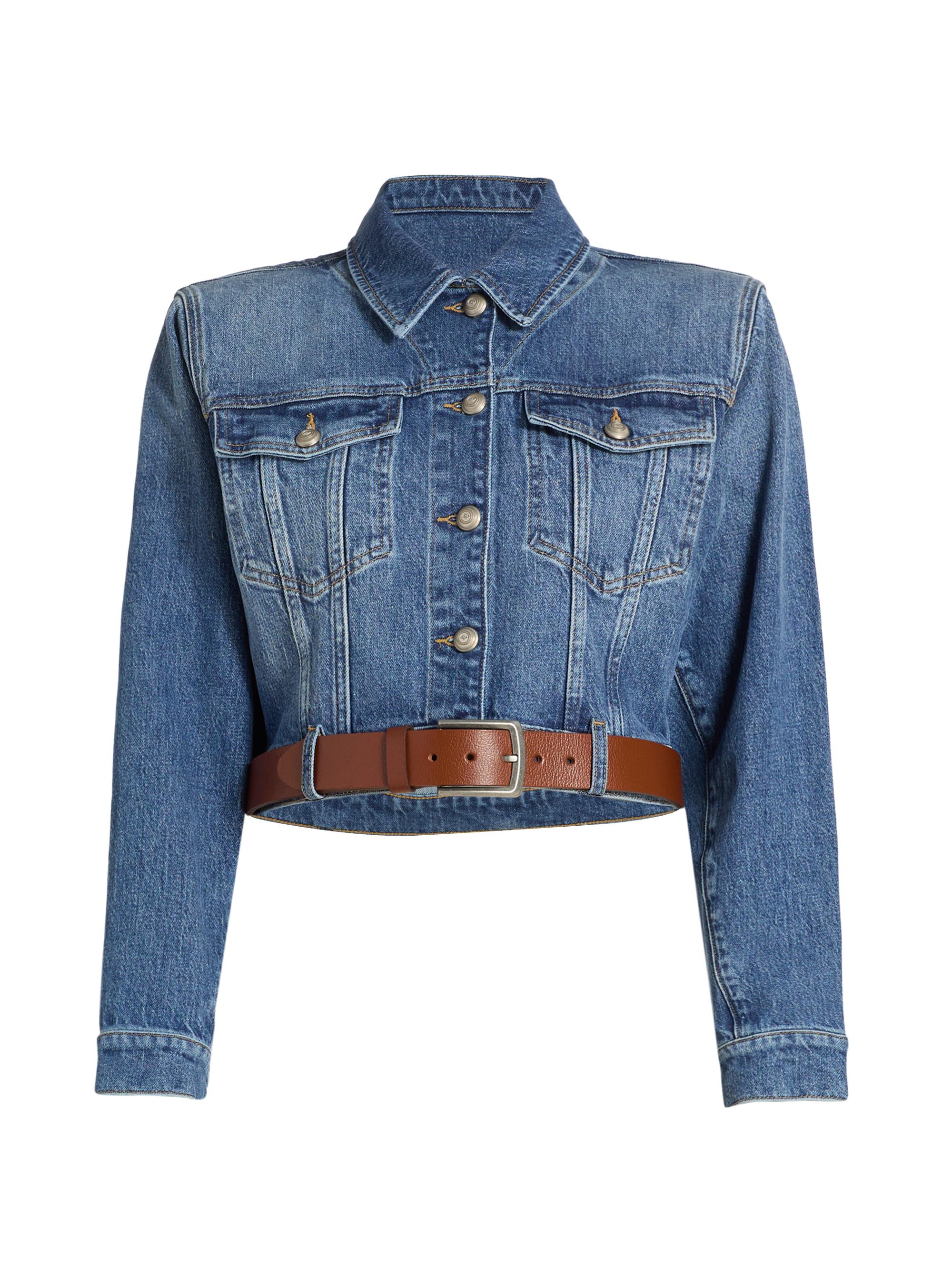 L'AGENCE Vianney Hi-Lo Cropped Denim Jacket | Saks Fifth Avenue