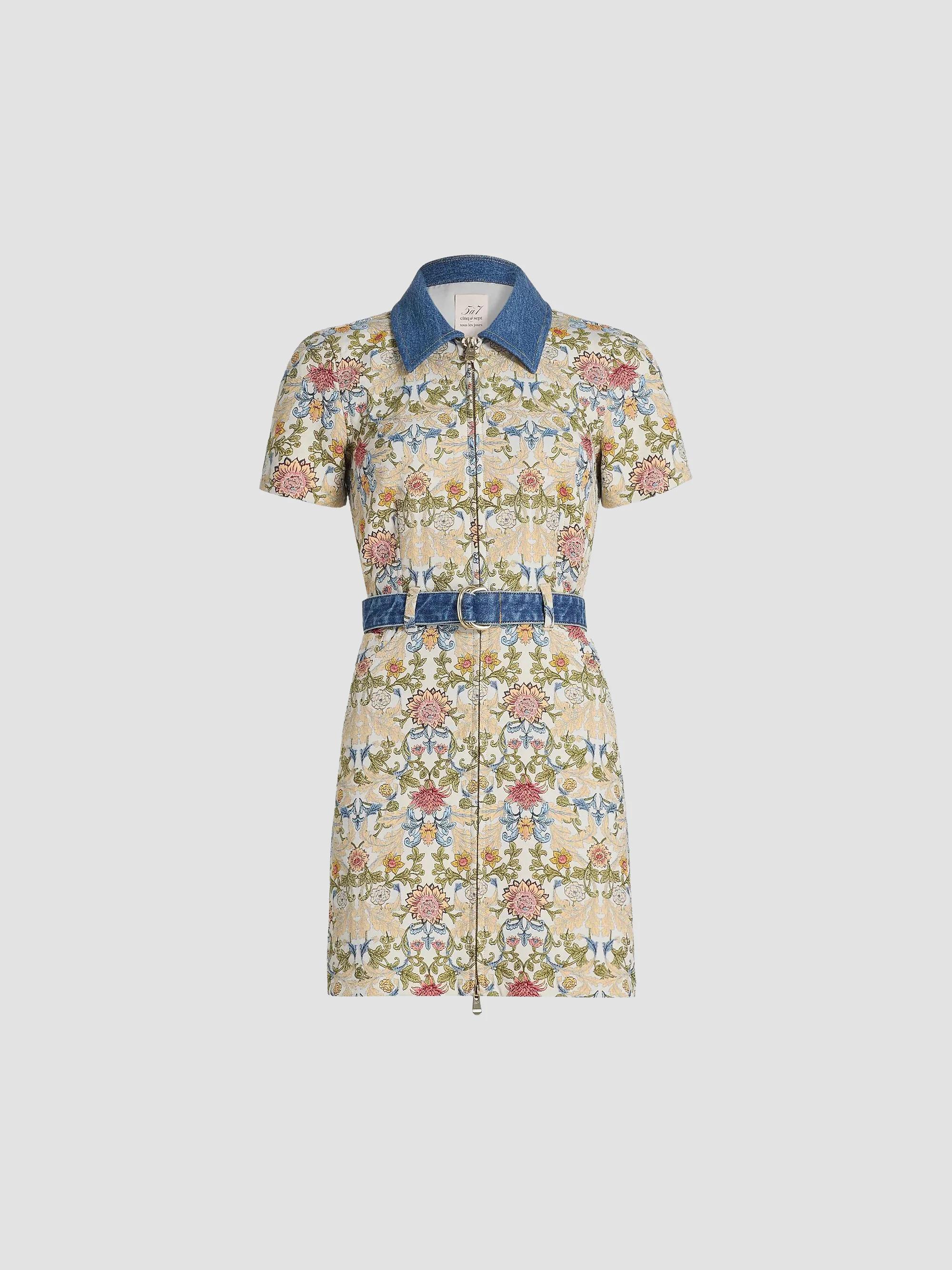 Cinq à Sept Zach Garden Embroidered Denim Minidress