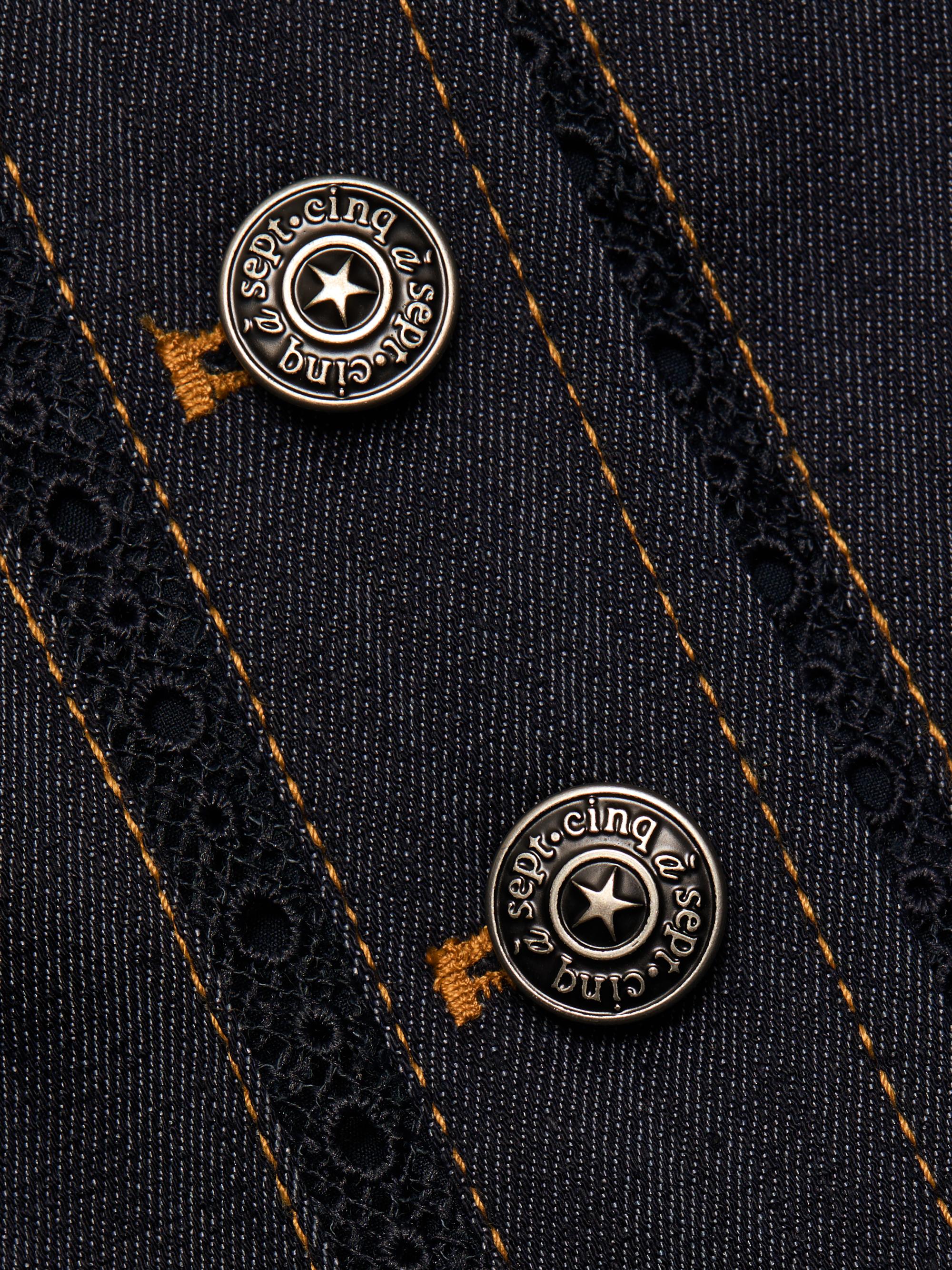 Cinq à Sept Women's Myra Guipure Lace Denim Top - Indigo | Thumbnail 7