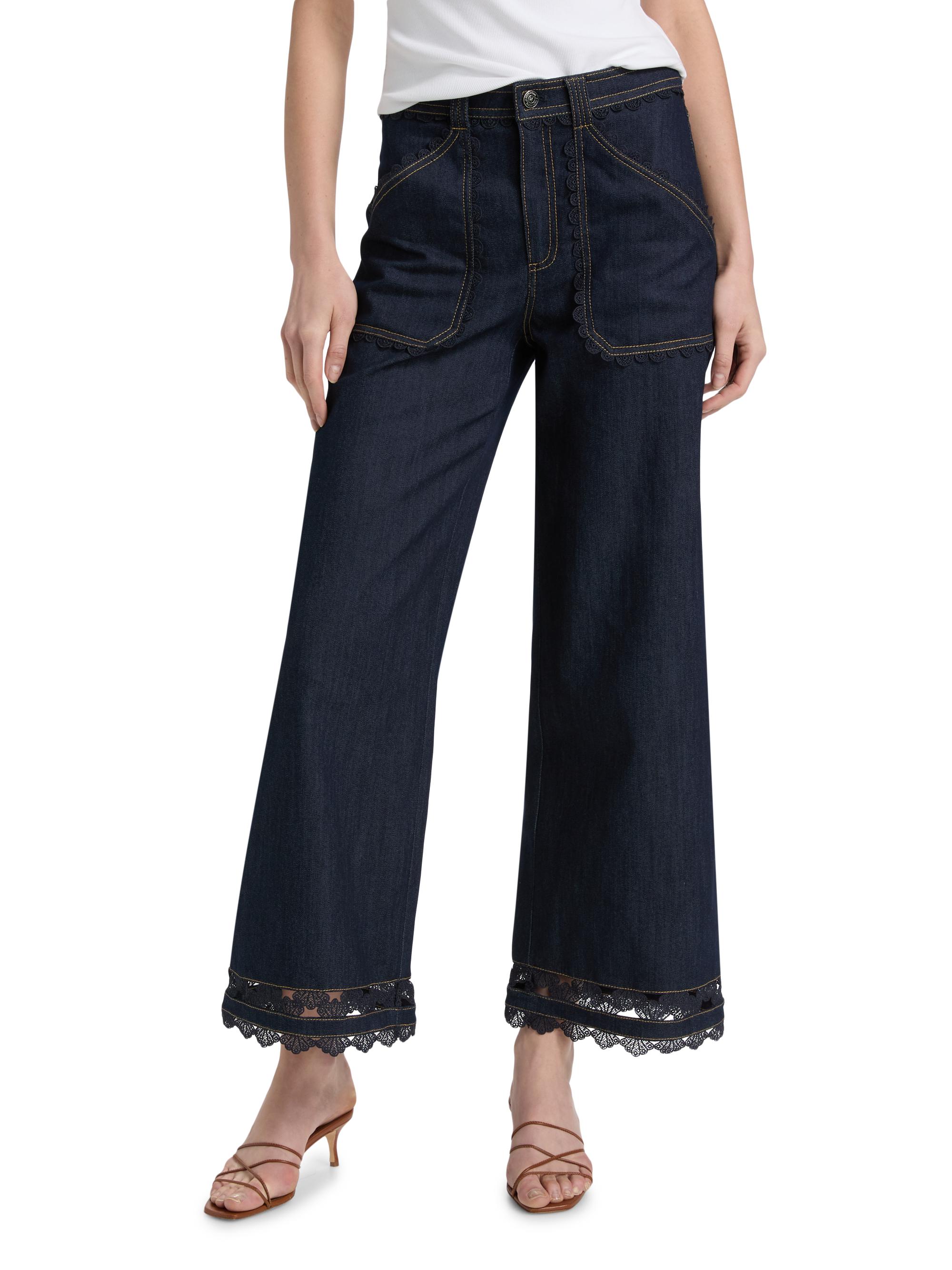 Cinq à Sept Women's Benji Guipure Lace Jeans - Indigo | Thumbnail 3