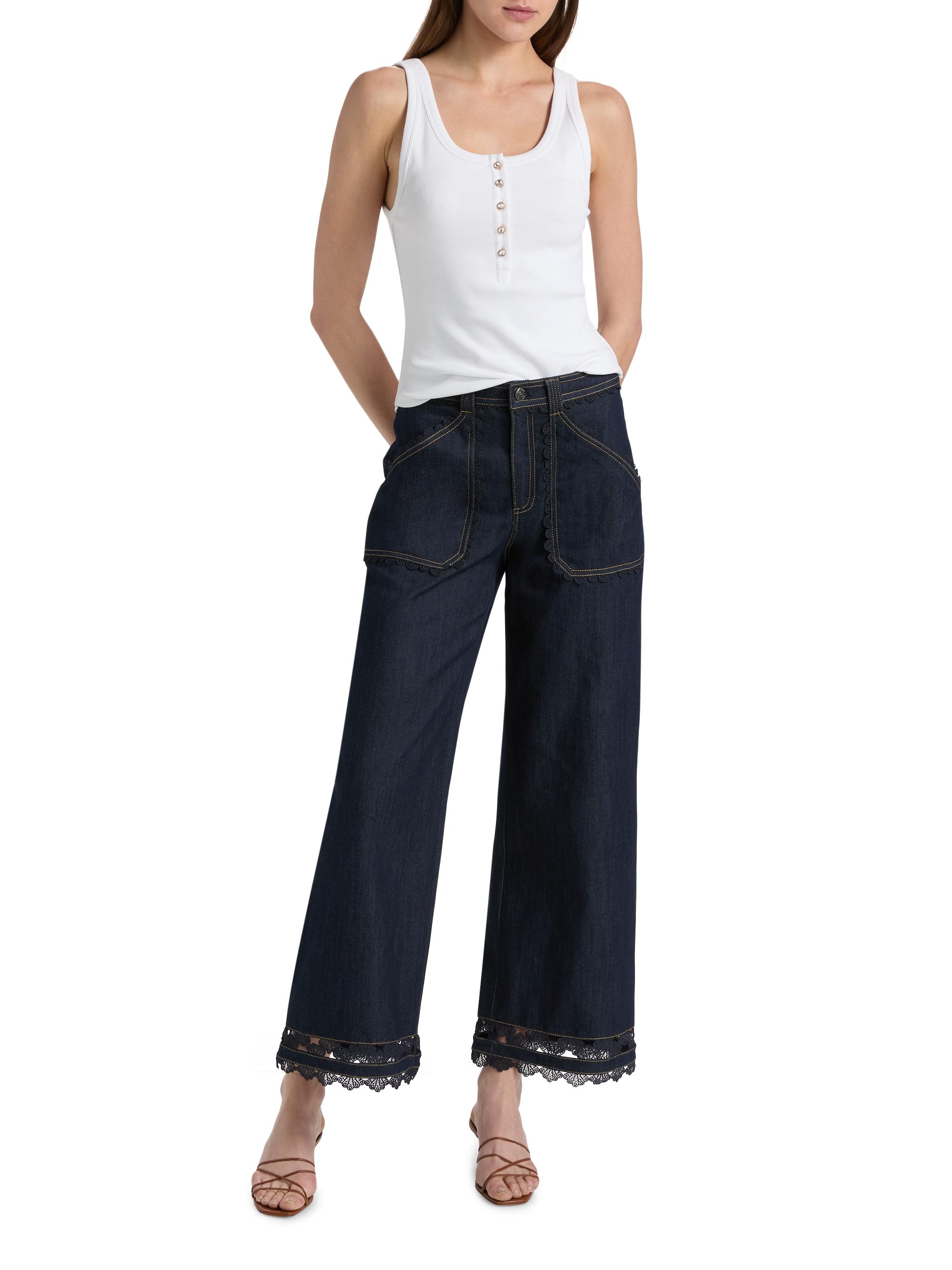Cinq à Sept Women's Benji Guipure Lace Jeans - Indigo | Thumbnail 2