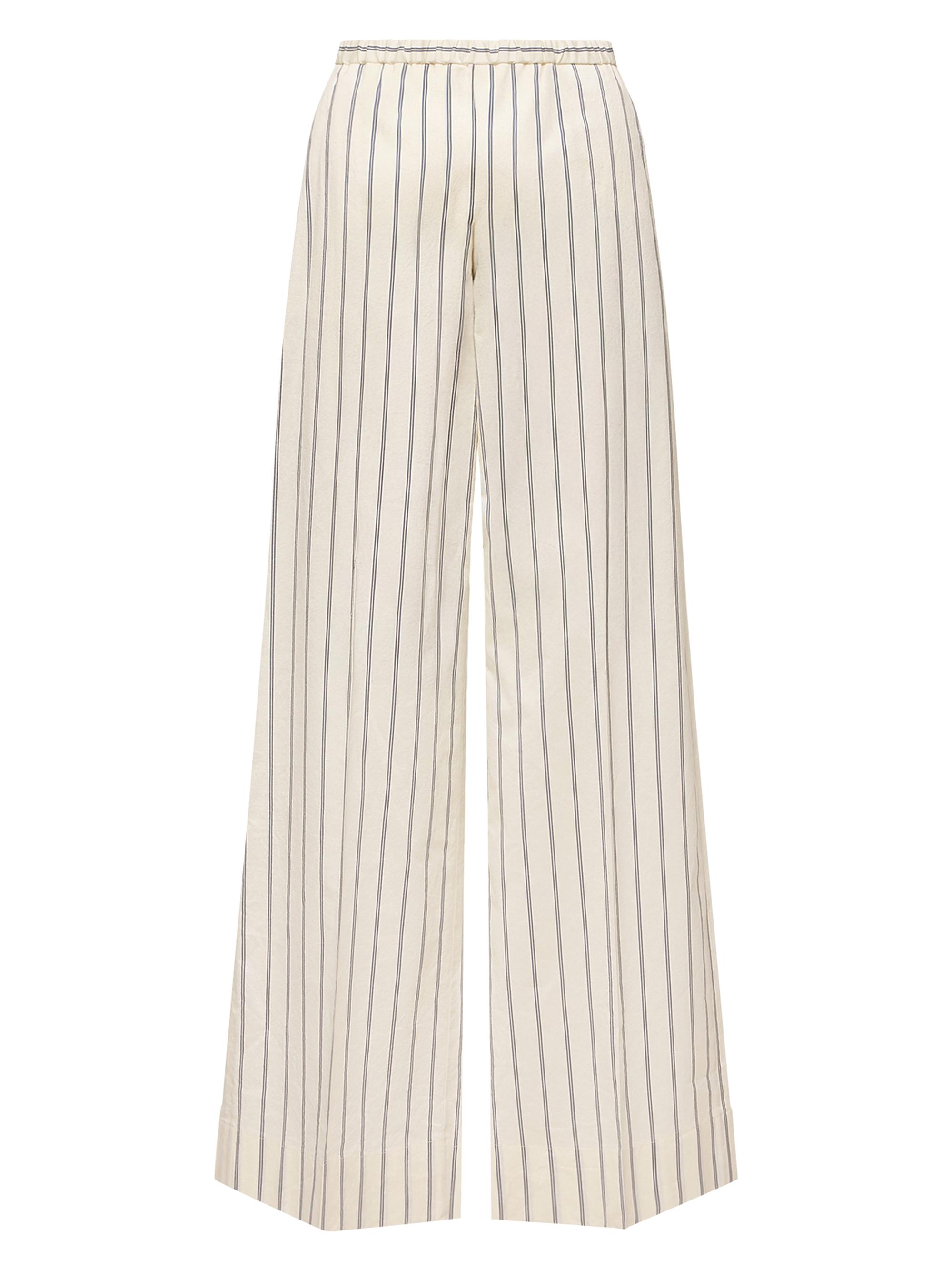 Moncler Women's Striped Pants in Cotton and Silk - White