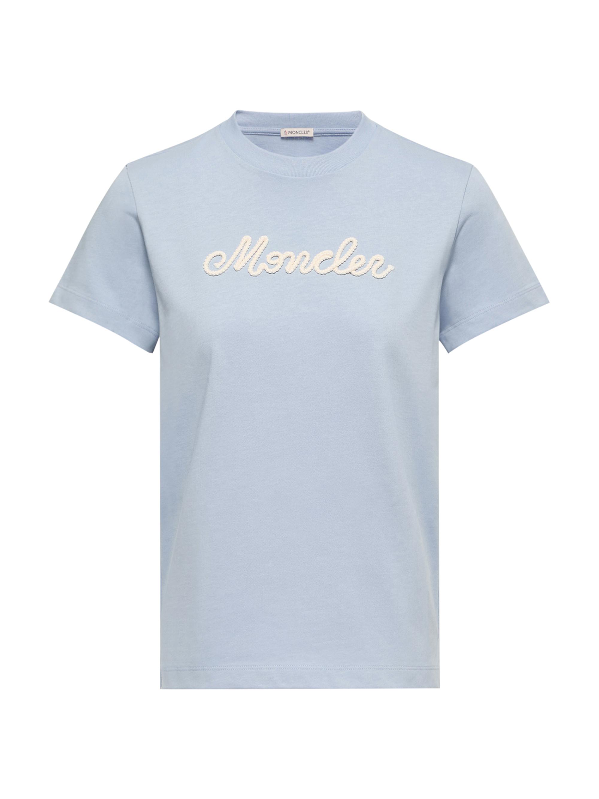 Moncler Women's Crew-Neck T-Shirt in Cotton - Light Blue