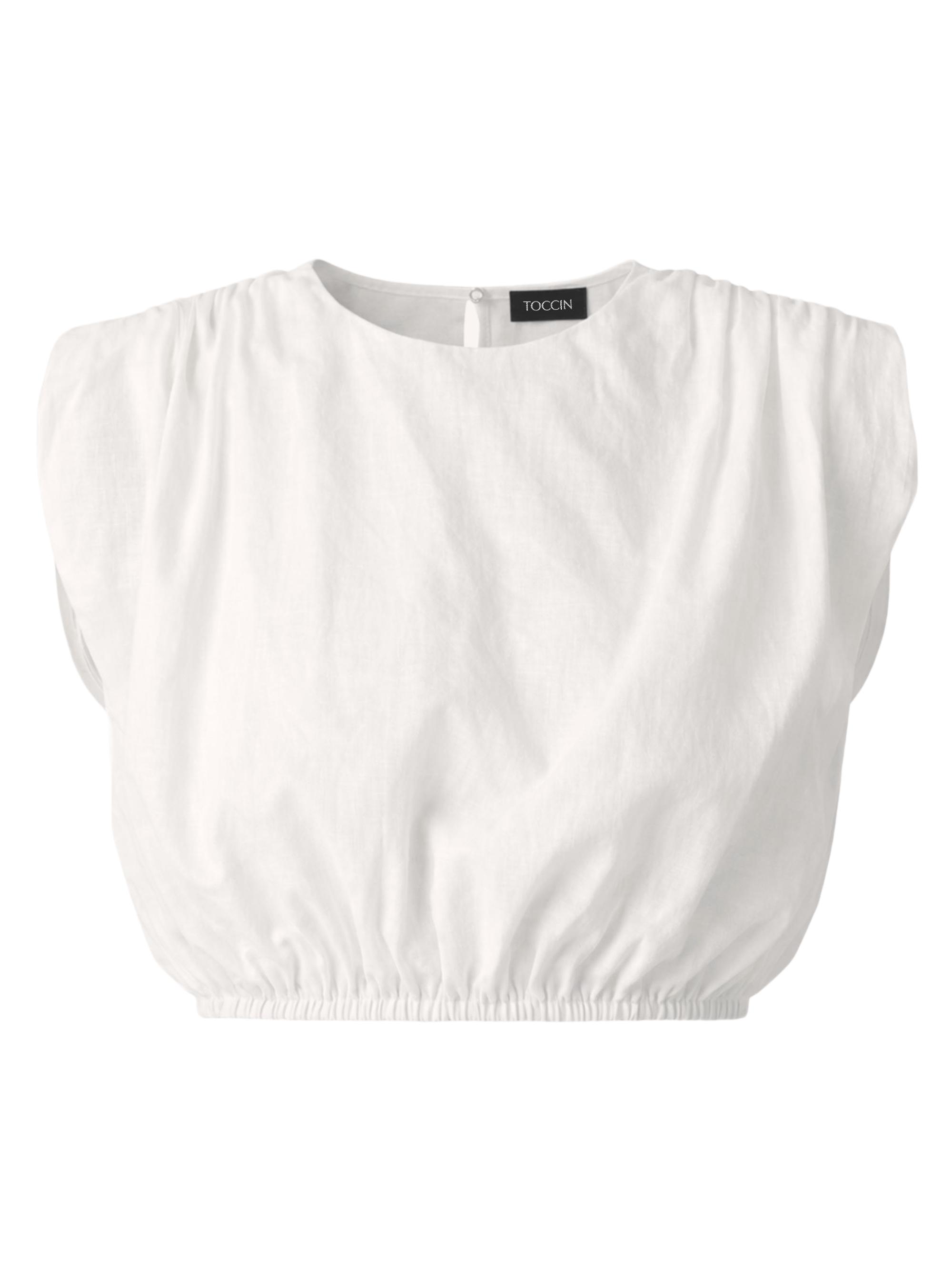 Toccin Women's Sirelle Linen-Cotton Crop Top - Coconut | Thumbnail 6