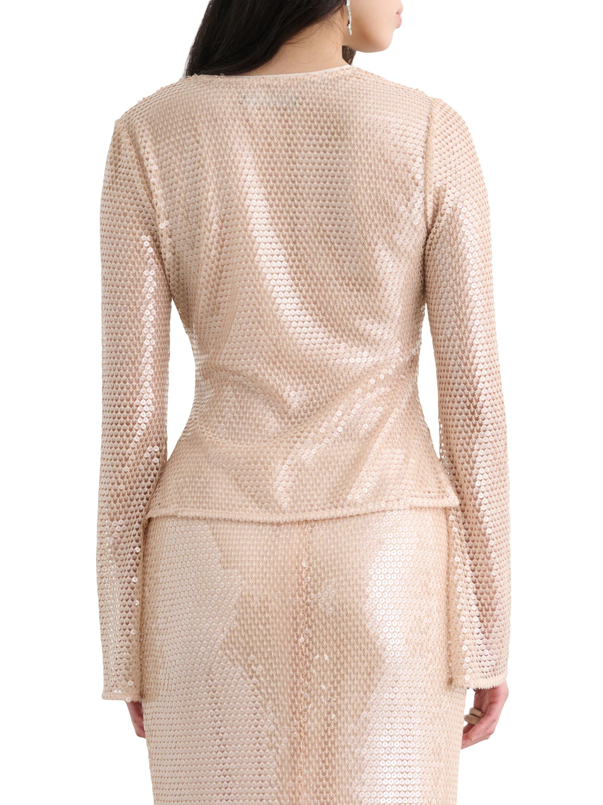Toccin Women's Zuri Sequin Flare Sleeve Top - Sand Dune | Thumbnail 5