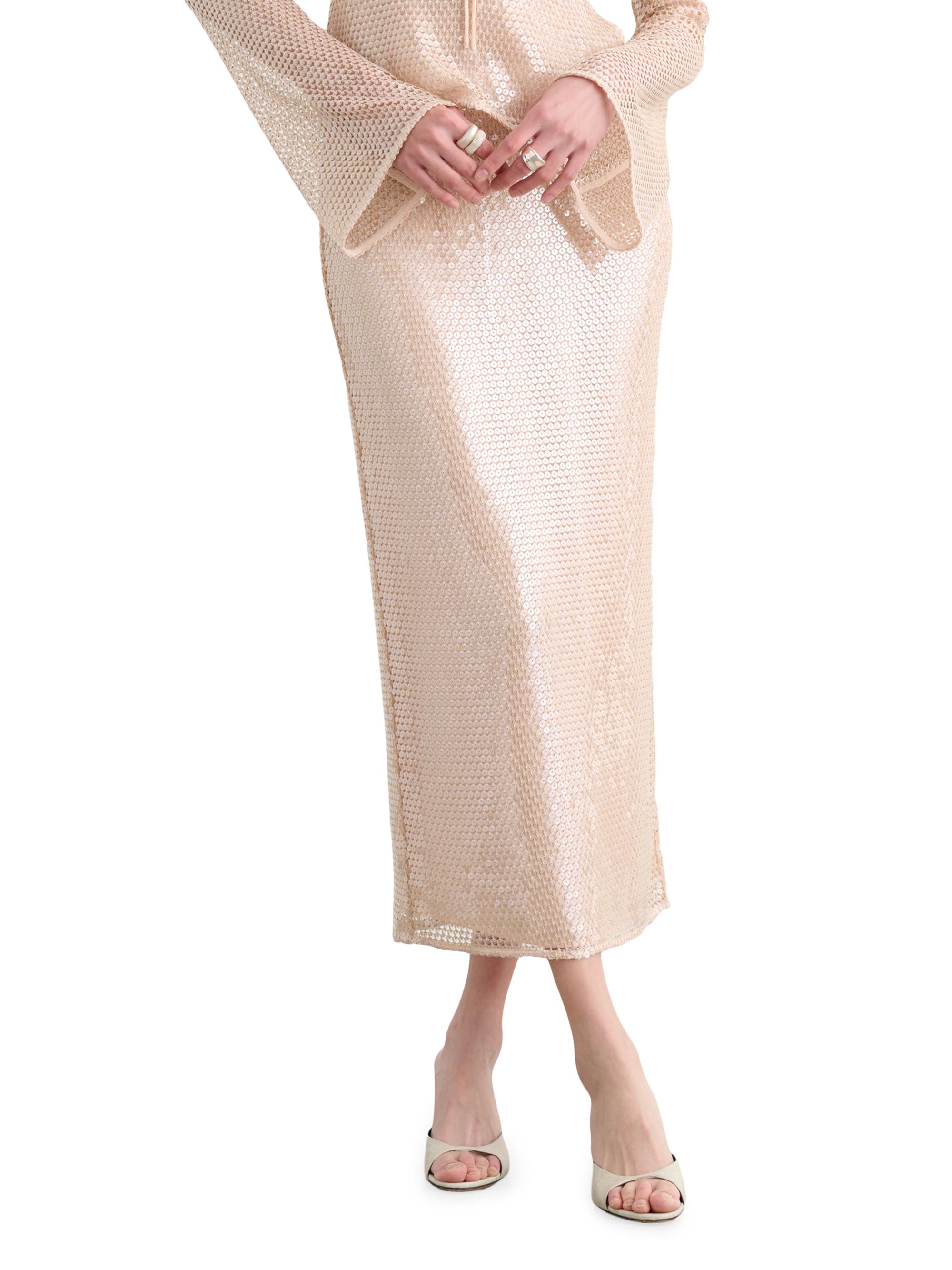 Toccin Women's Leilani Sequin Mesh Pencil Skirt - Sand Dune | Thumbnail 3