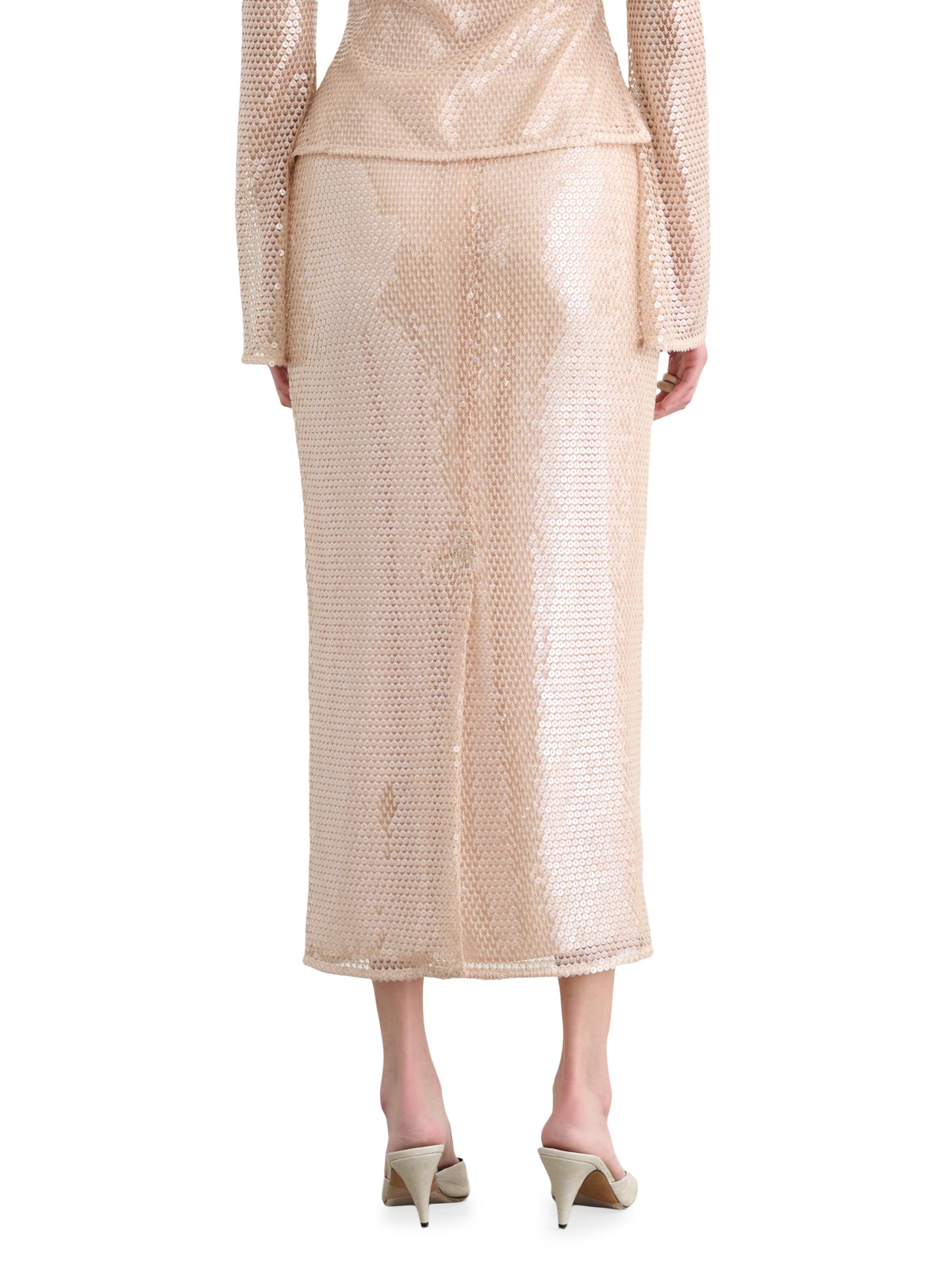 Toccin Women's Leilani Sequin Mesh Pencil Skirt - Sand Dune | Thumbnail 5