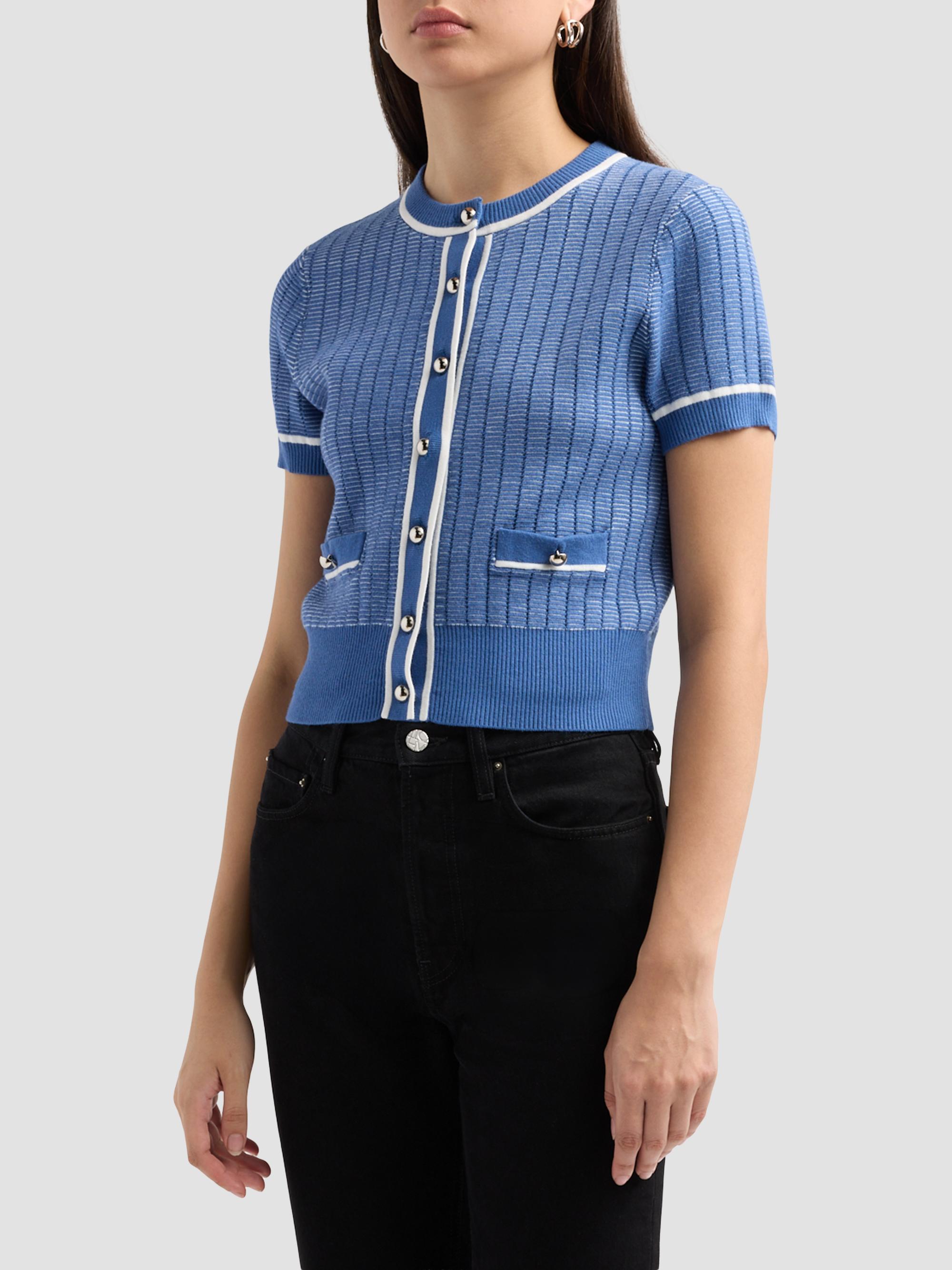 Toccin Patra Contrast-Trim Knit Short-Sleeve Cardigan | Saks Fifth