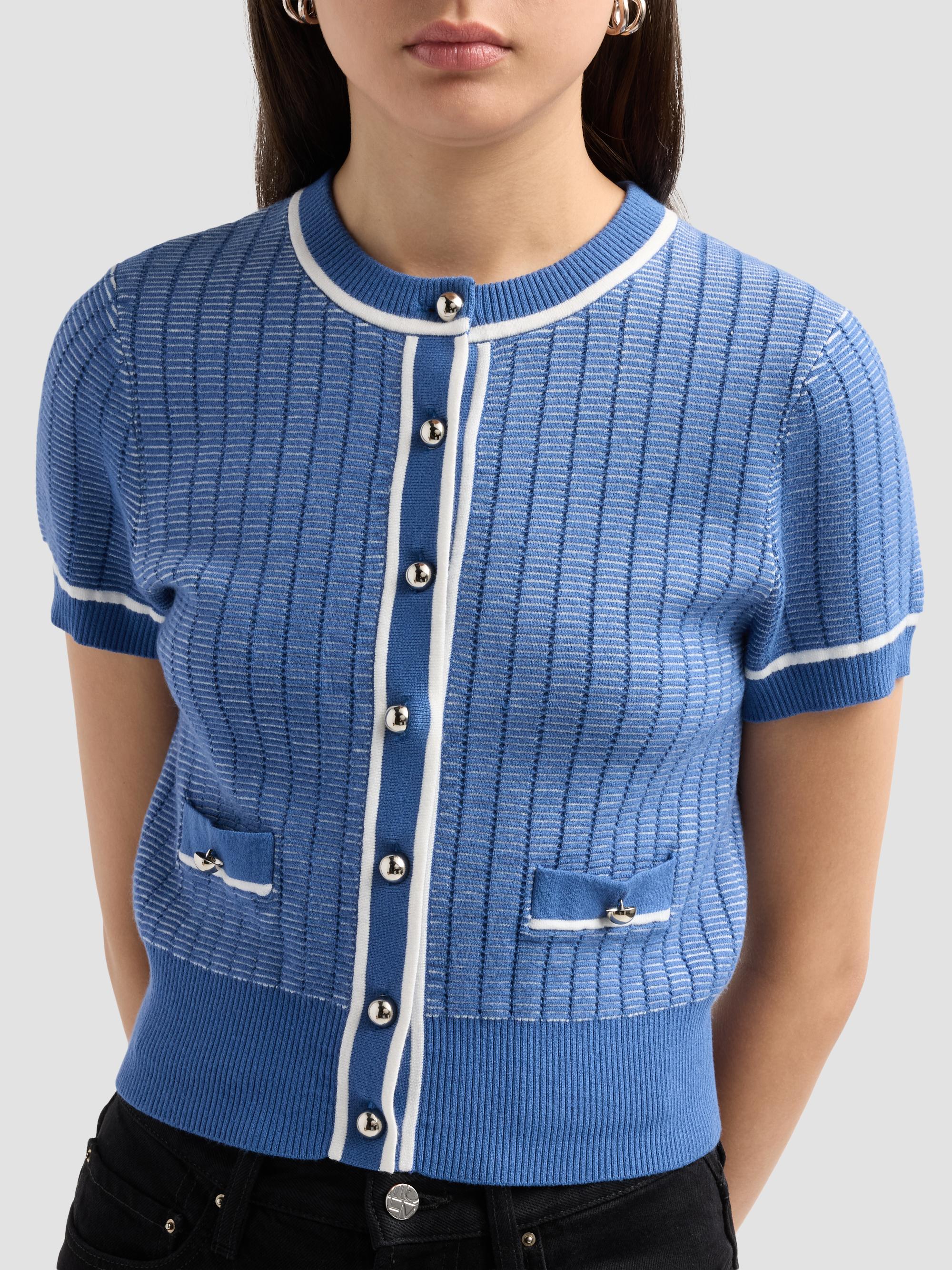 Toccin Patra Contrast-Trim Knit Short-Sleeve Cardigan | Saks Fifth