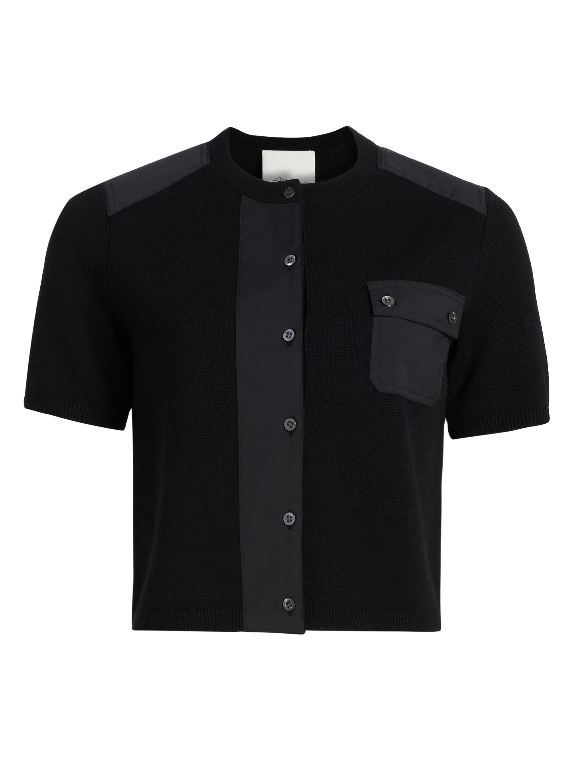 3.1 Phillip Lim Women's Wool Short Sleeve Cardigan - Black