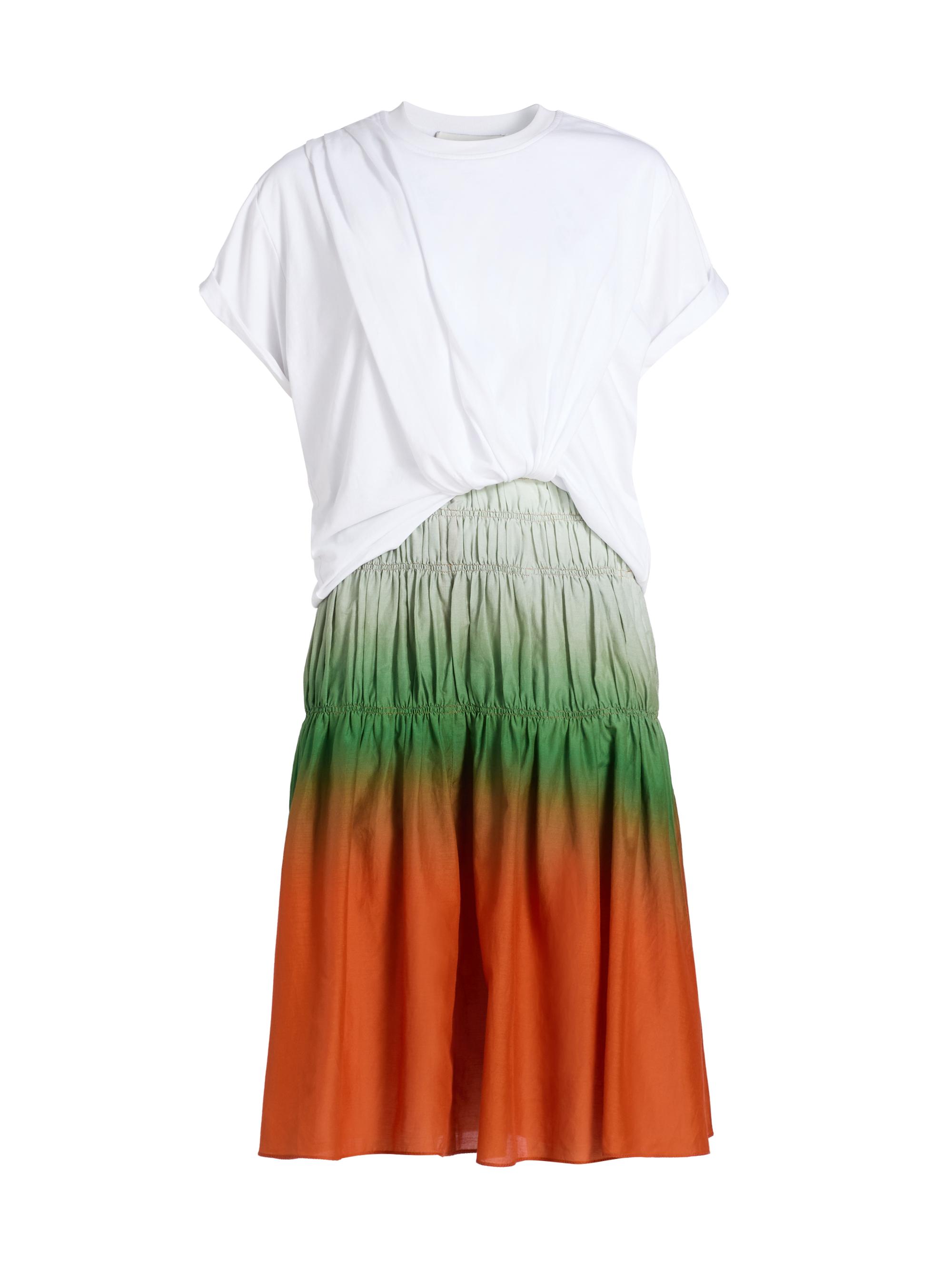 3.1 Phillip Lim Women's Ombré Voile Tiered Knee-Length Dress - White Flame Multi