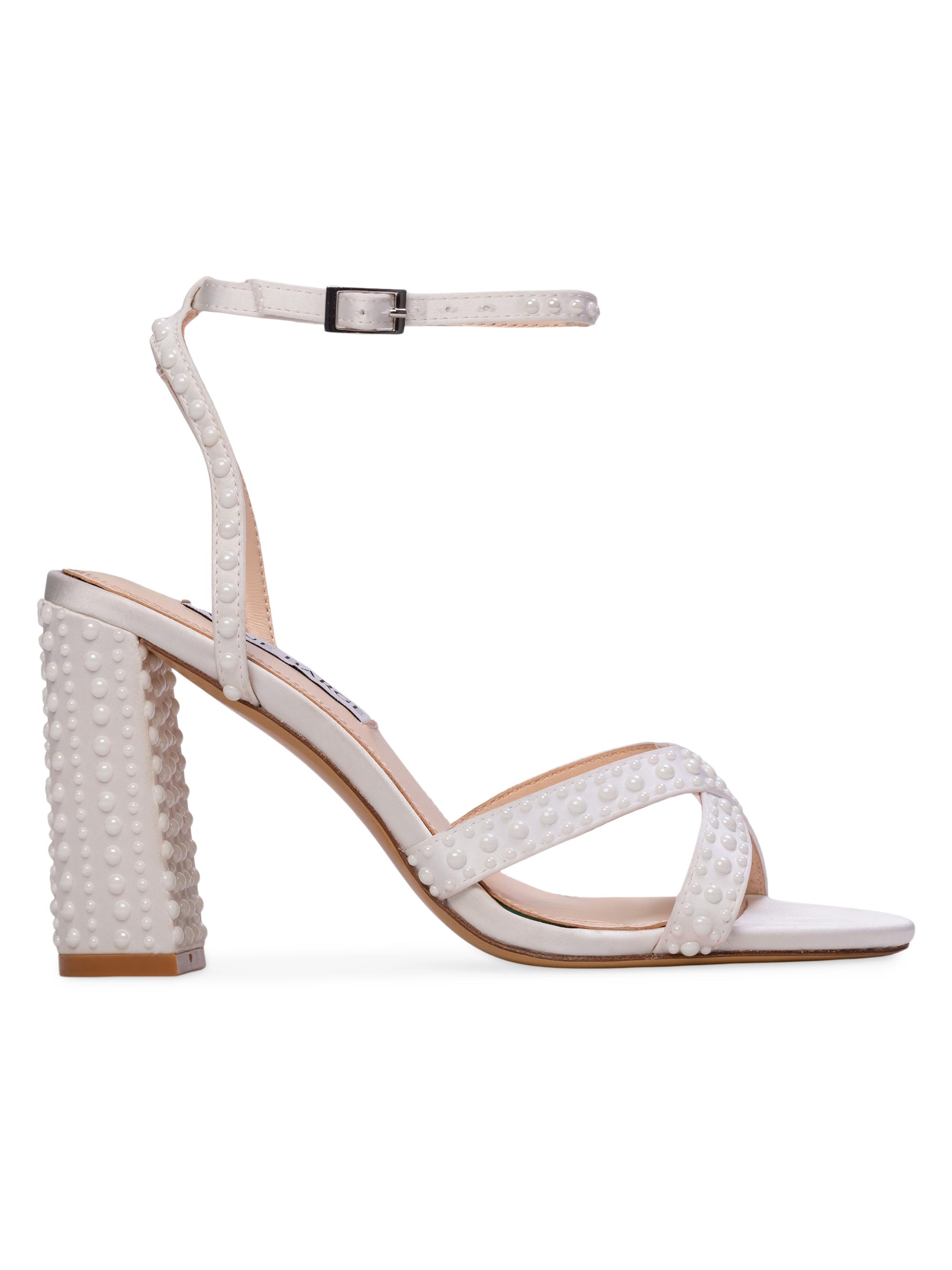 Anne Barge Women's Perle Satin Sandals - White Satin