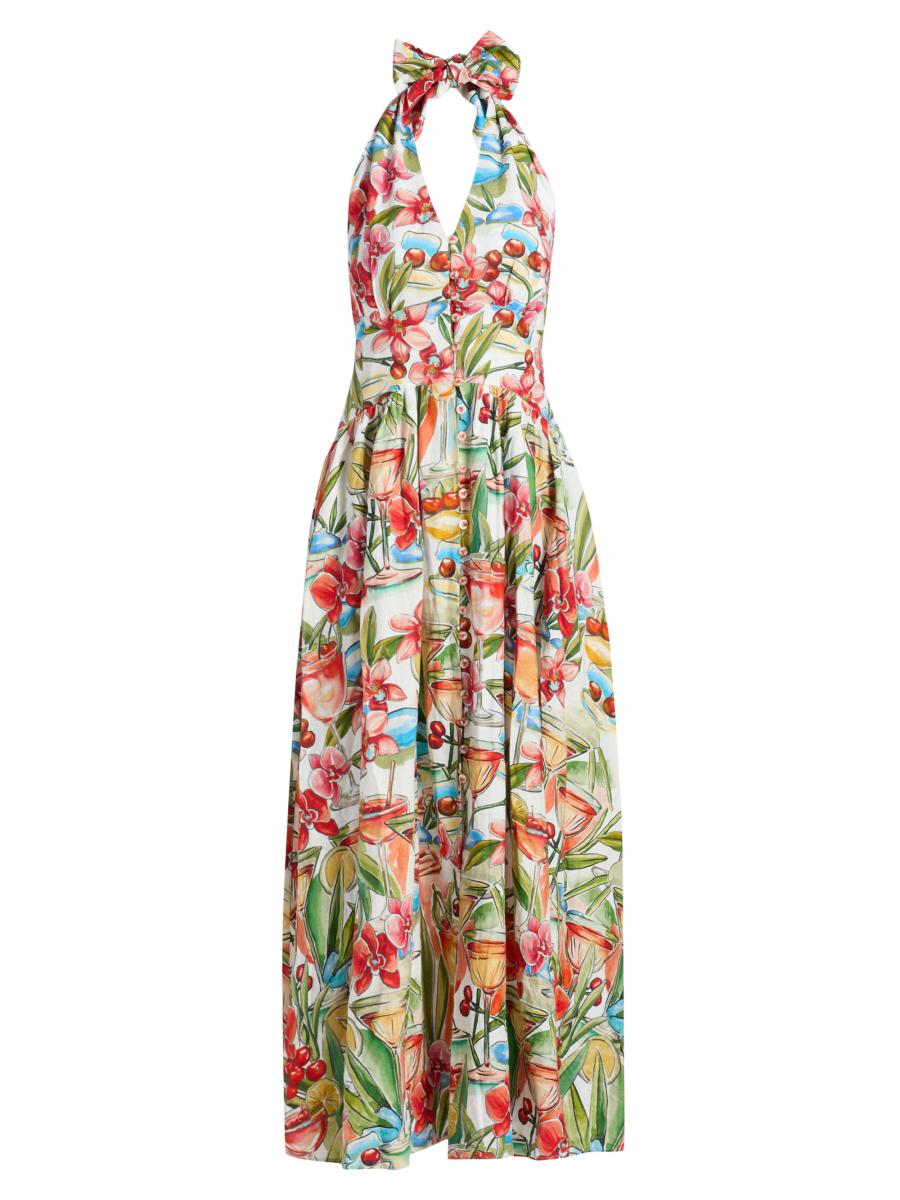 farm rio parrot halter maxi dress Forest Green Parrots Maxi Dress