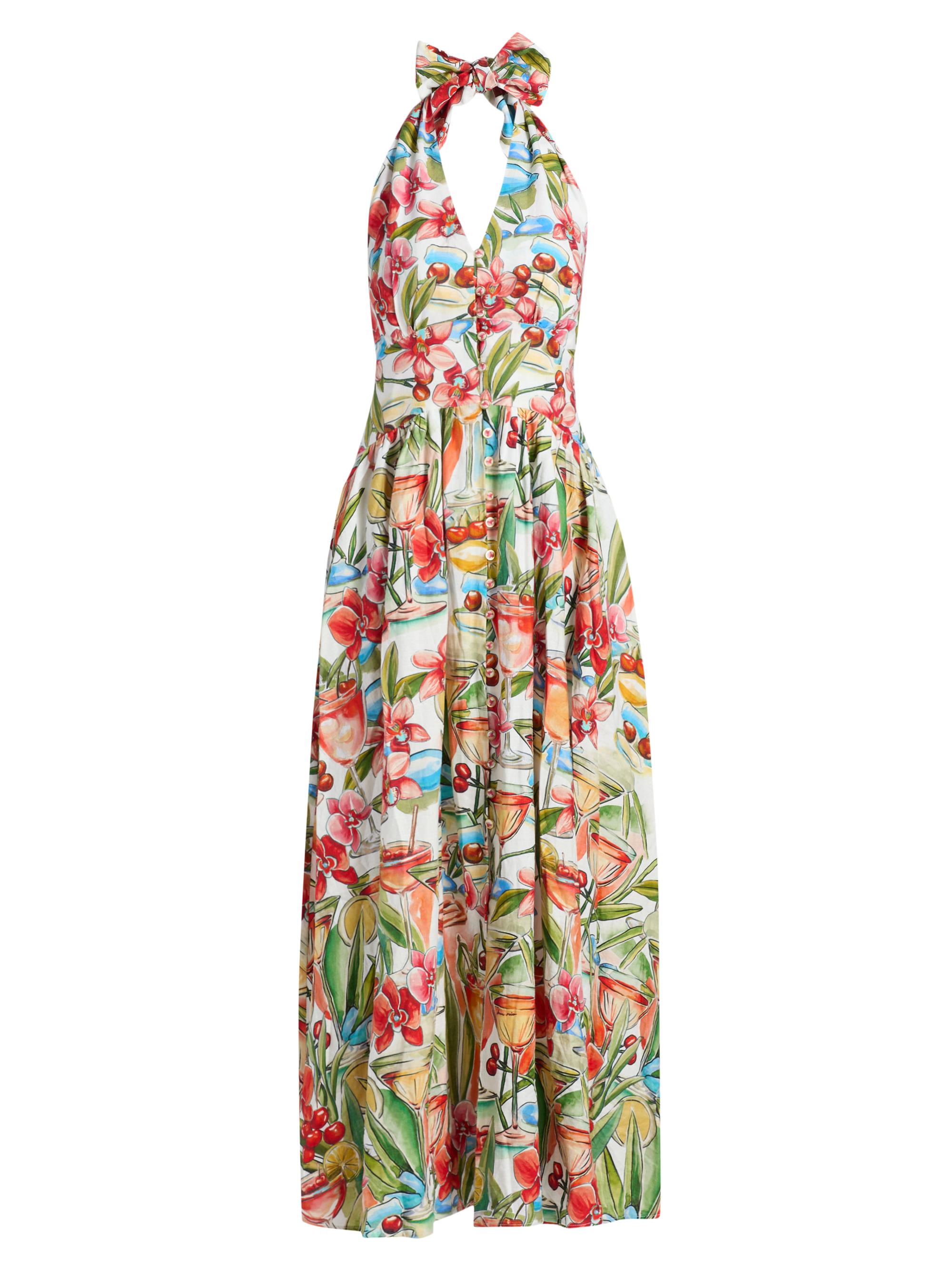 chinese dress ladies Delicate Flowers Stripes Long Sleeve Maxi Dress – FARM Rio