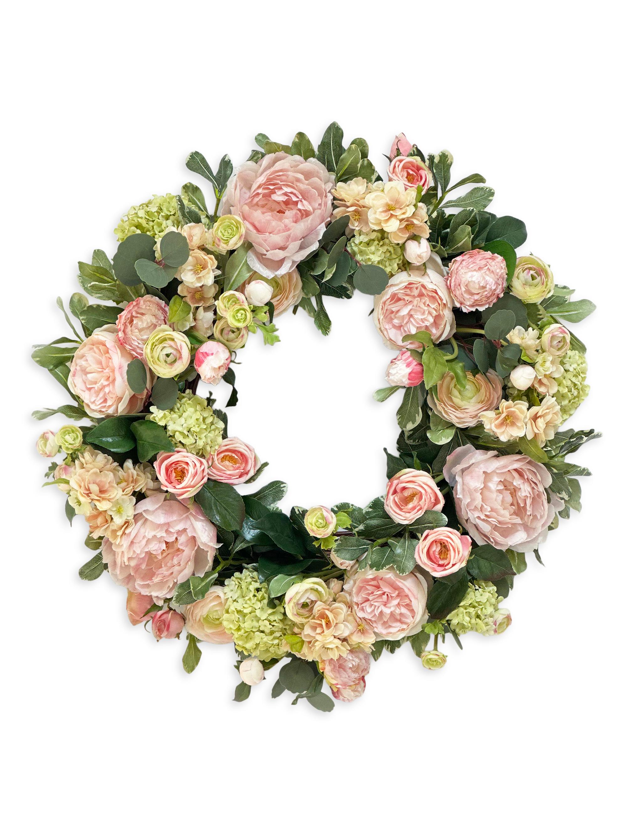 Winward Home Everyday Newness Refresh Imitation Peony & Rose Wreath - Pink Green | Thumbnail 2