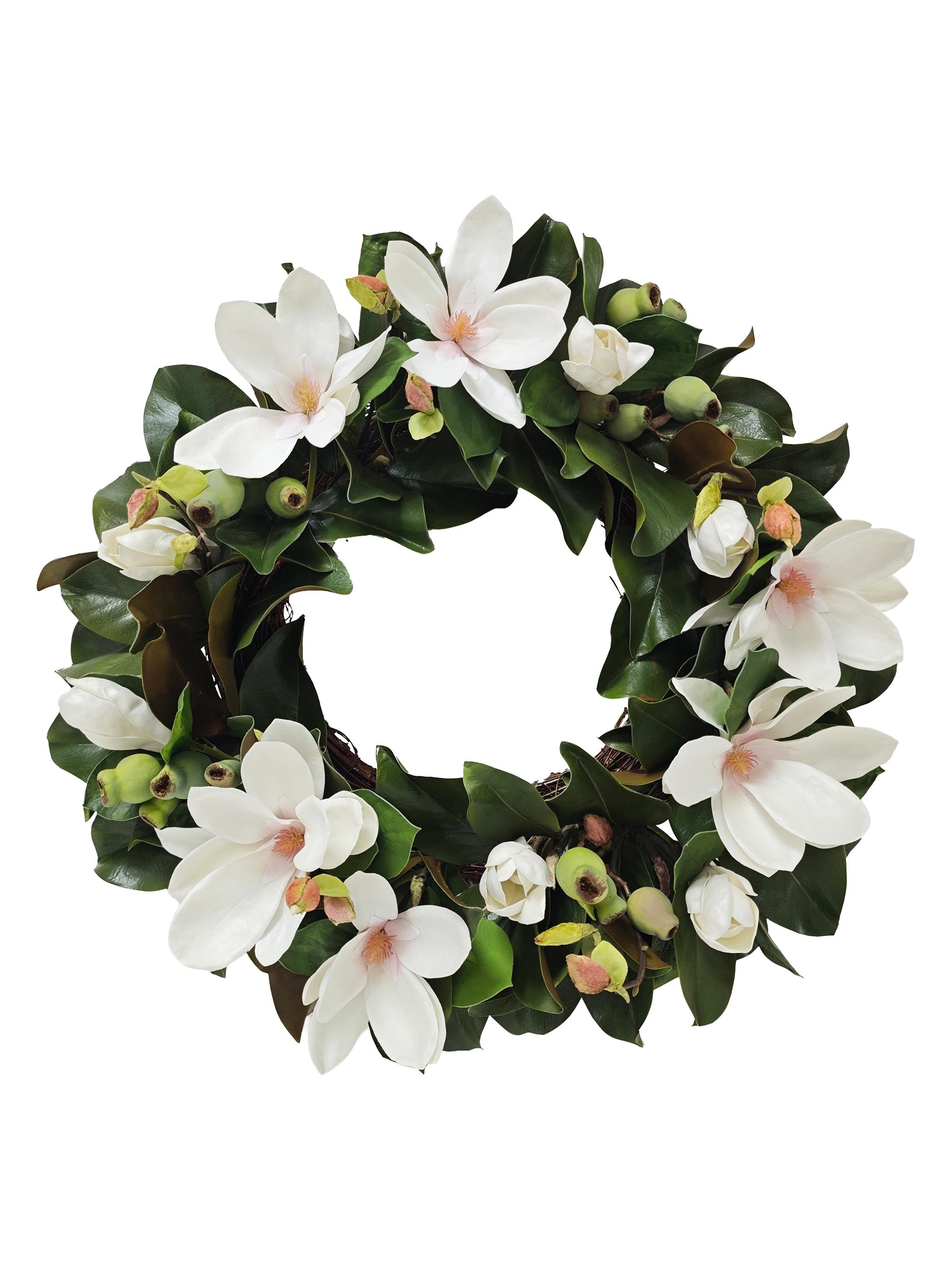 Winward Home Everyday Newness Refresh Imitation Tree Magnolia Wreath - White Green | Thumbnail 2