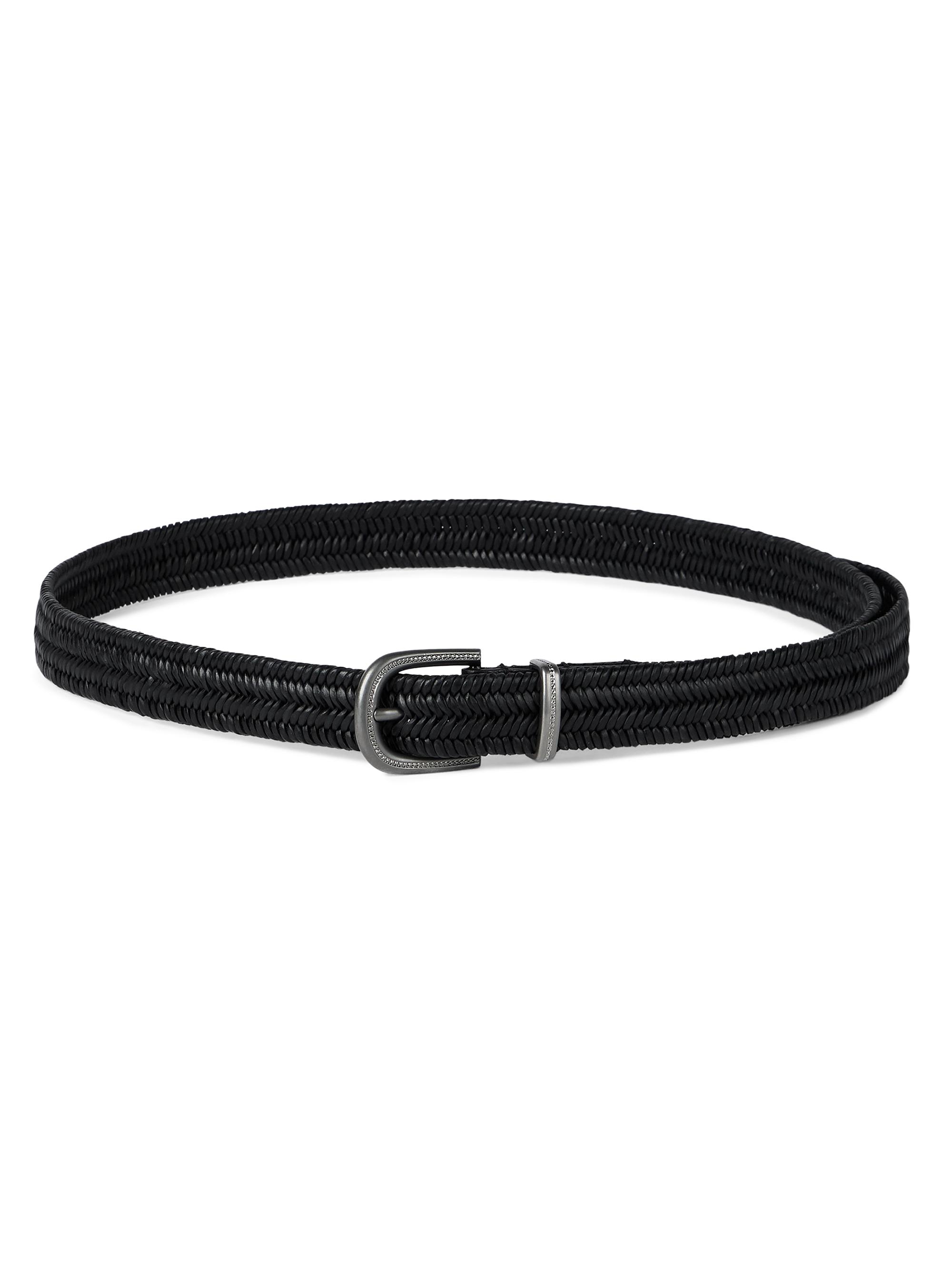 Brunello Cucinelli Women's Stretch Braided Leather Belt - Black