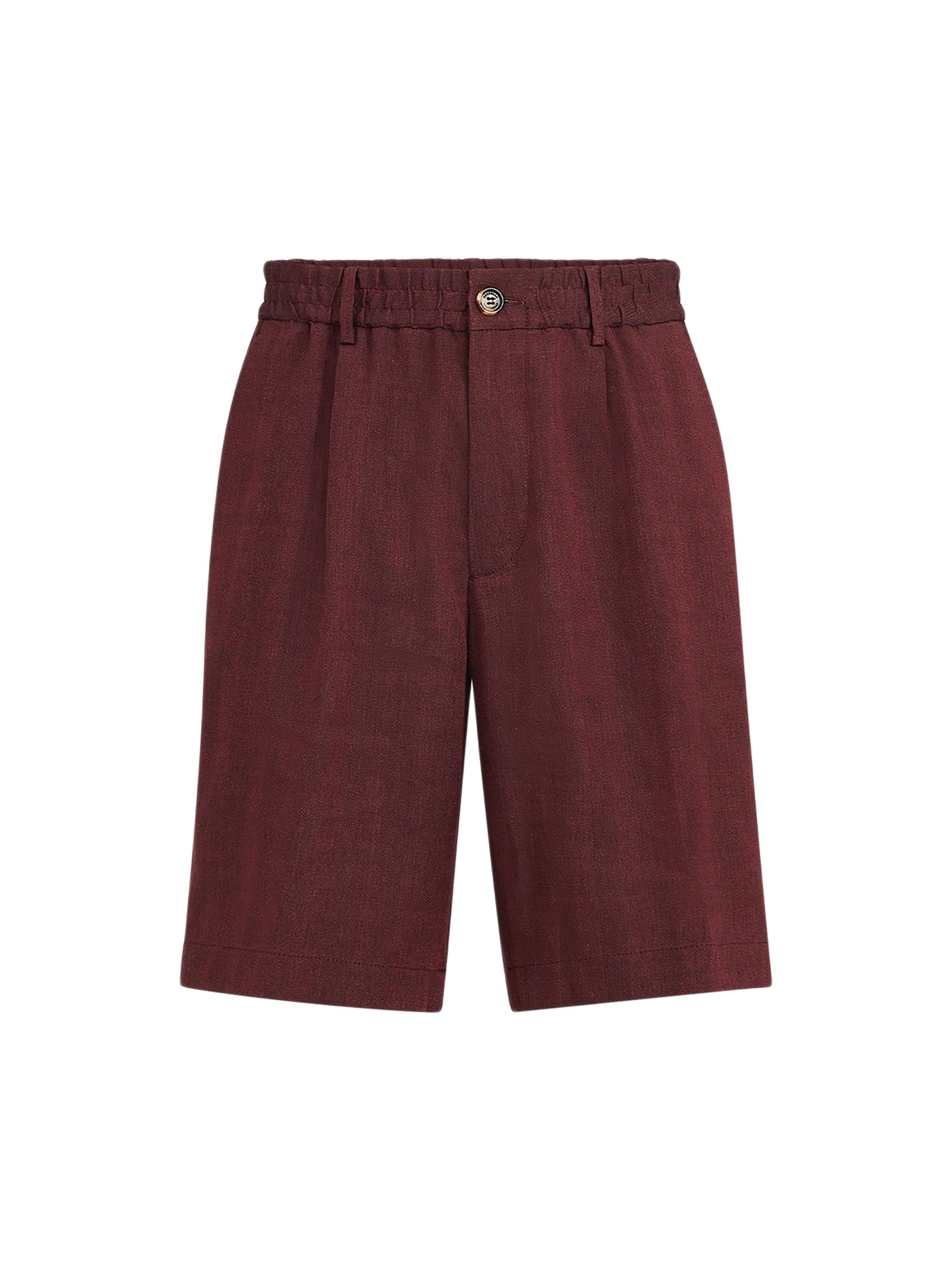 Brunello Cucinelli Men's Linen and Virgin Wool Chevron Bermuda Shorts - Azure